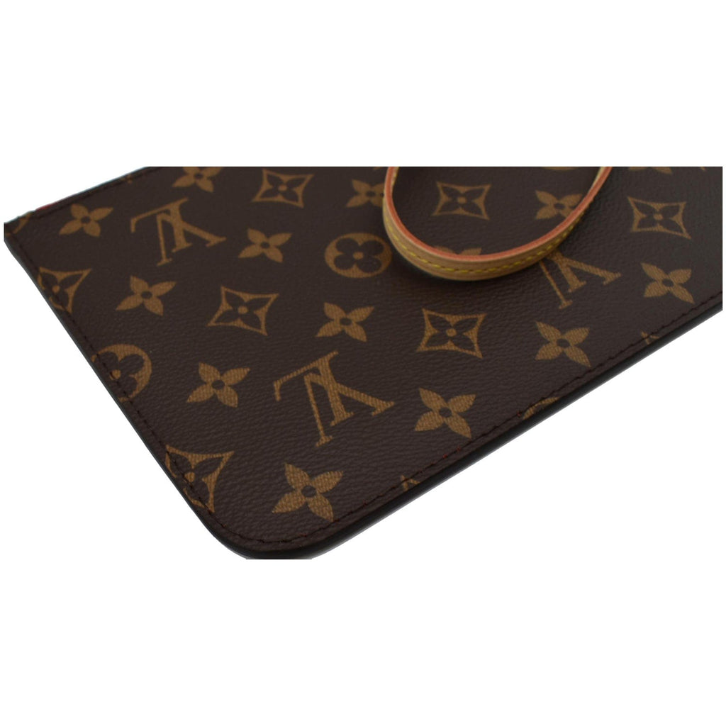 LOUIS VUITTON Neverfull MM Monogram Canvas Pochette Wristlet Pouch Brown