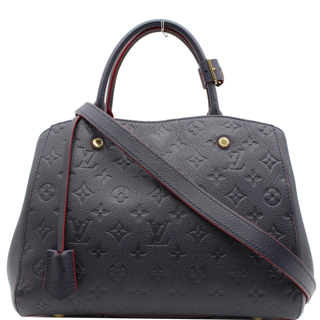 LOUIS VUITTON Montaigne MM Monogram Empreinte Shoulder Bag Blue