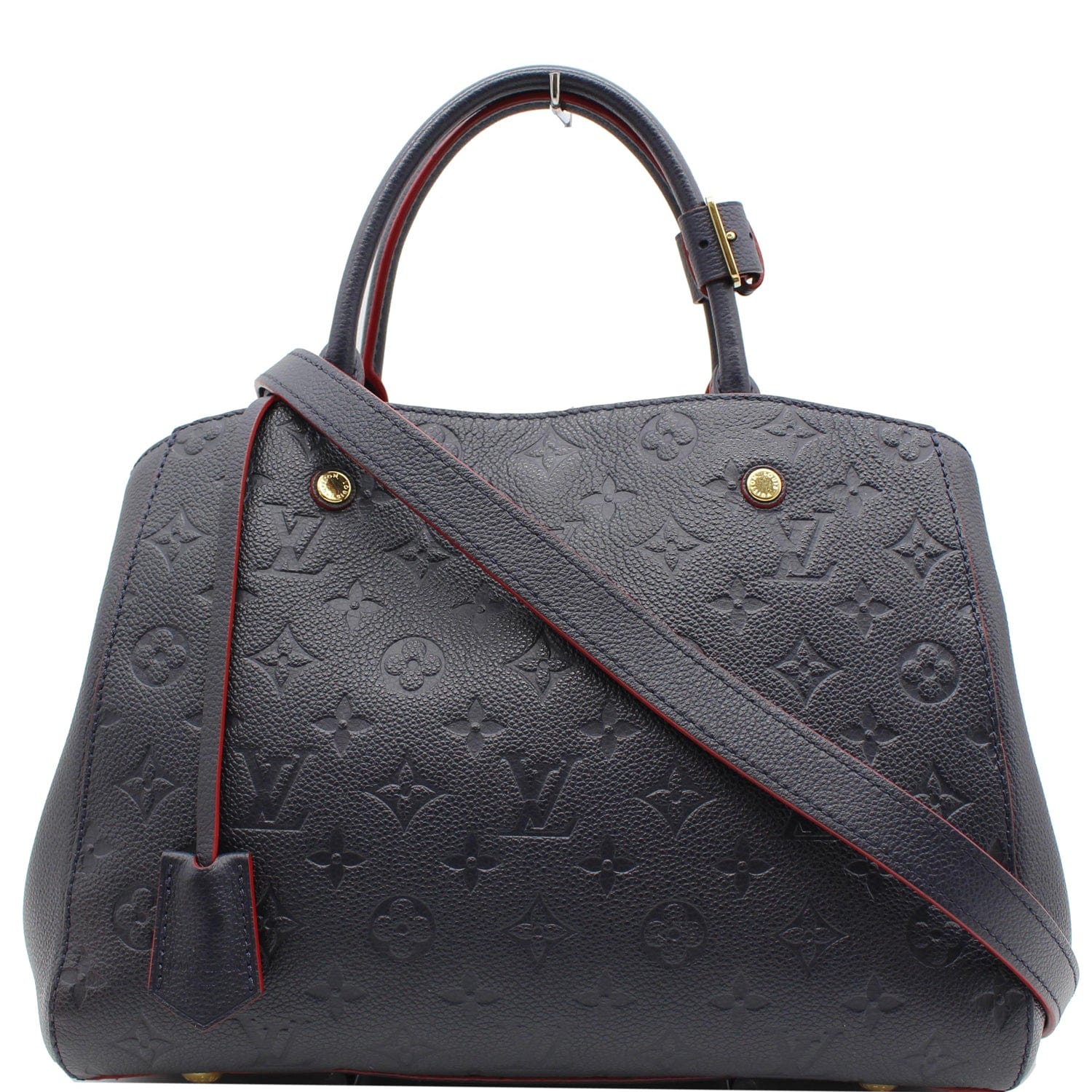 LOUIS VUITTON Montaigne MM Monogram Empreinte Shoulder Bag Blue