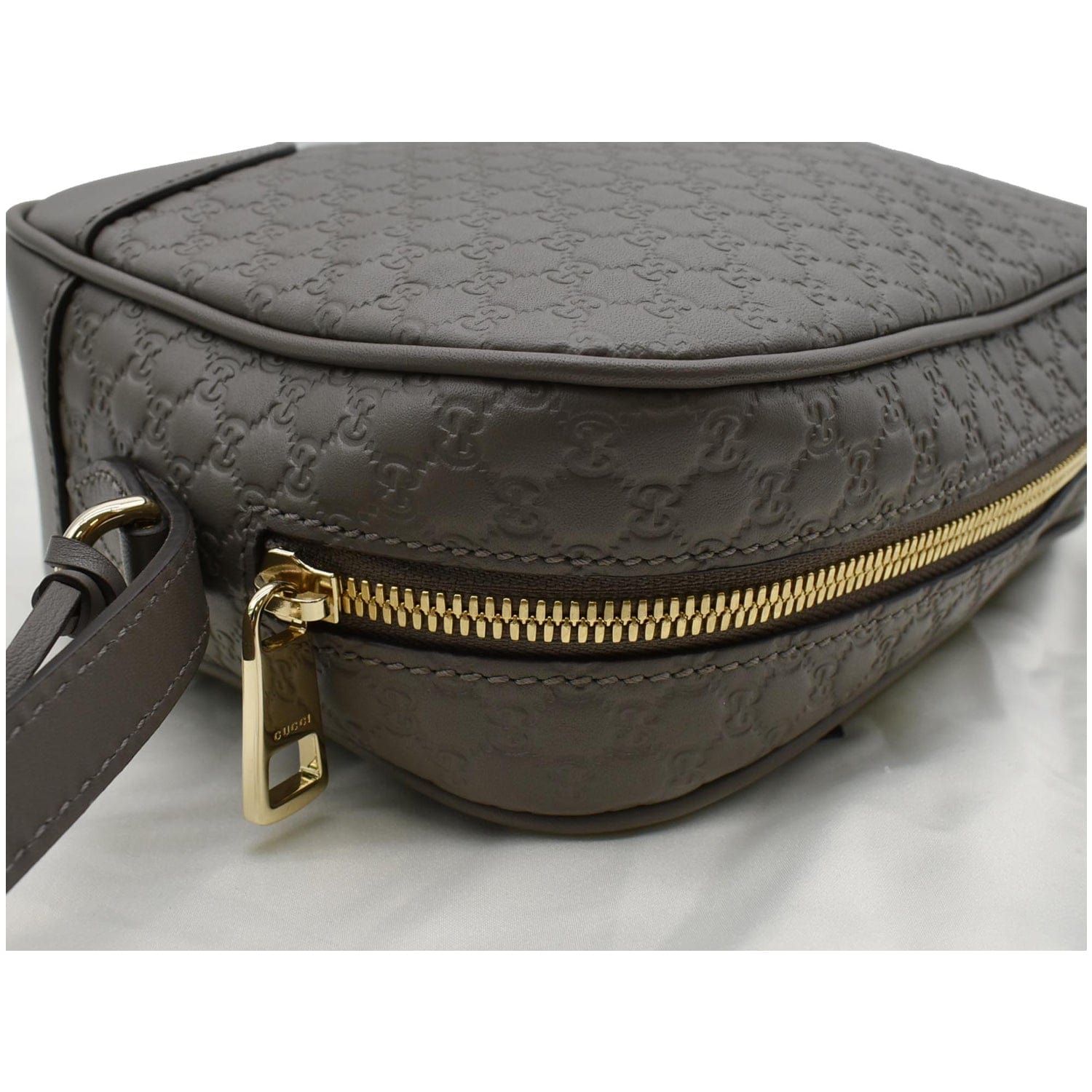 GUCCI Bree Mini Gucci Guccissima Leather Crossbody Bag Grey 449413