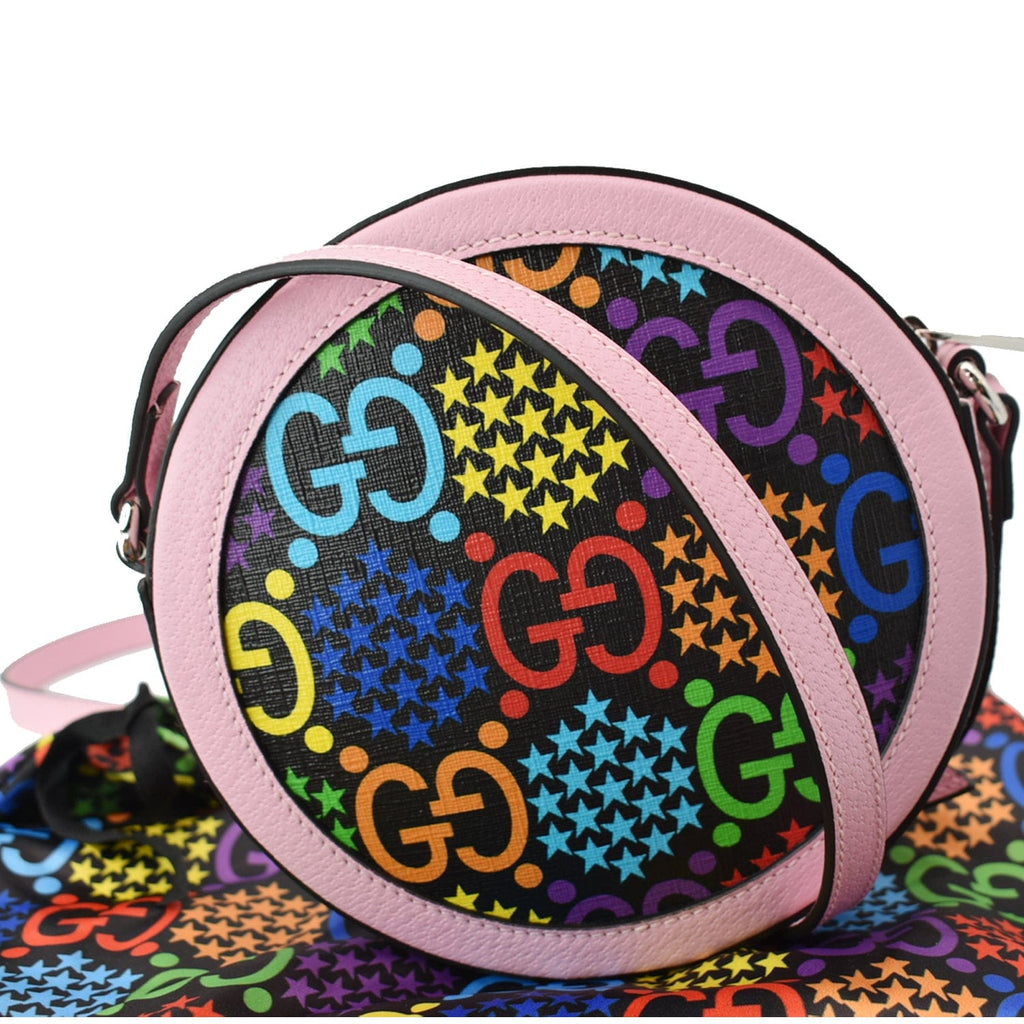 GUCCI Gucci Psychedelic Round Leather Crossbody Bag Multicolor 603938