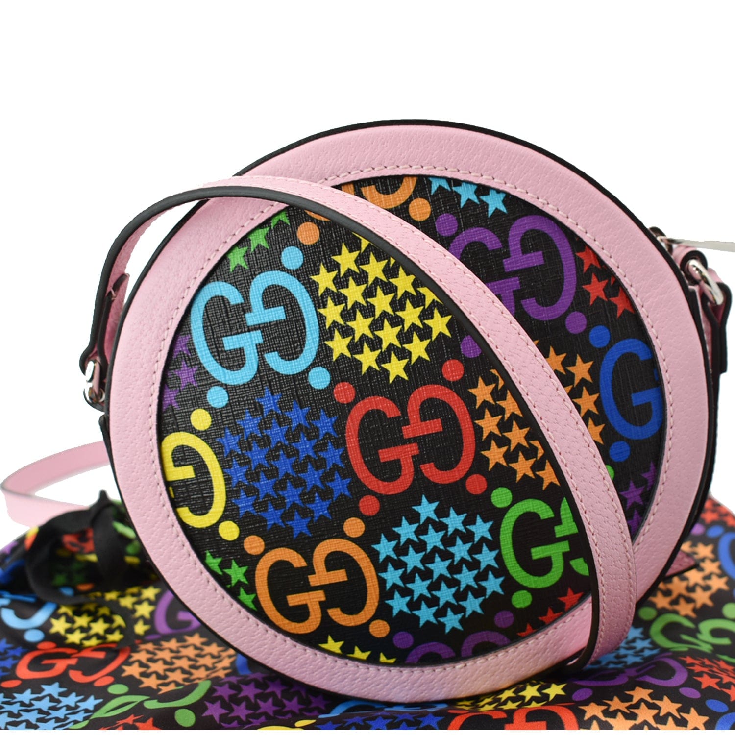 GUCCI Gucci Psychedelic Round Leather Crossbody Bag Multicolor 603938