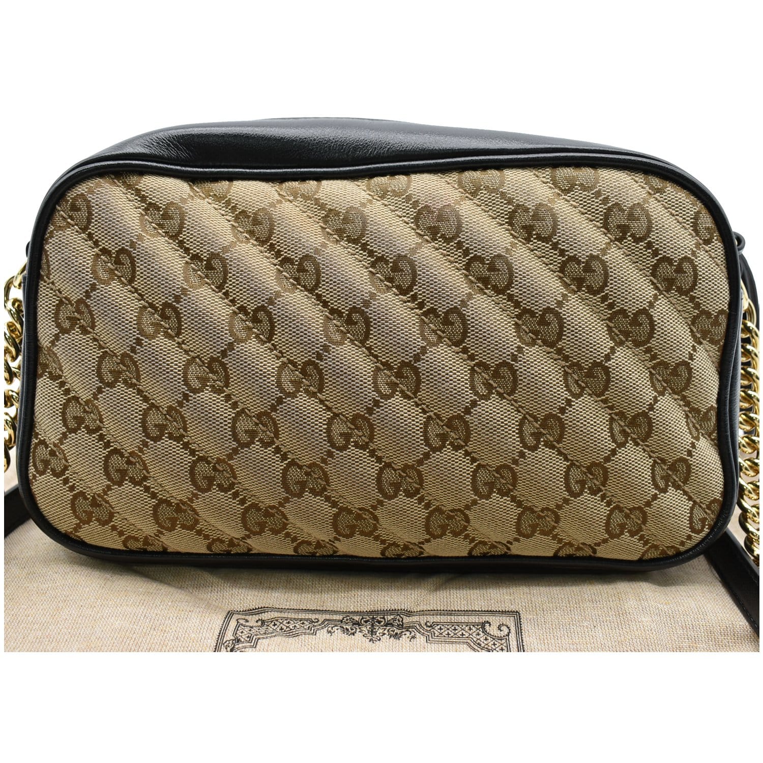 GUCCI Gucci Marmont Small Matelasse Canvas Leather Crossbody Bag Beige 447632