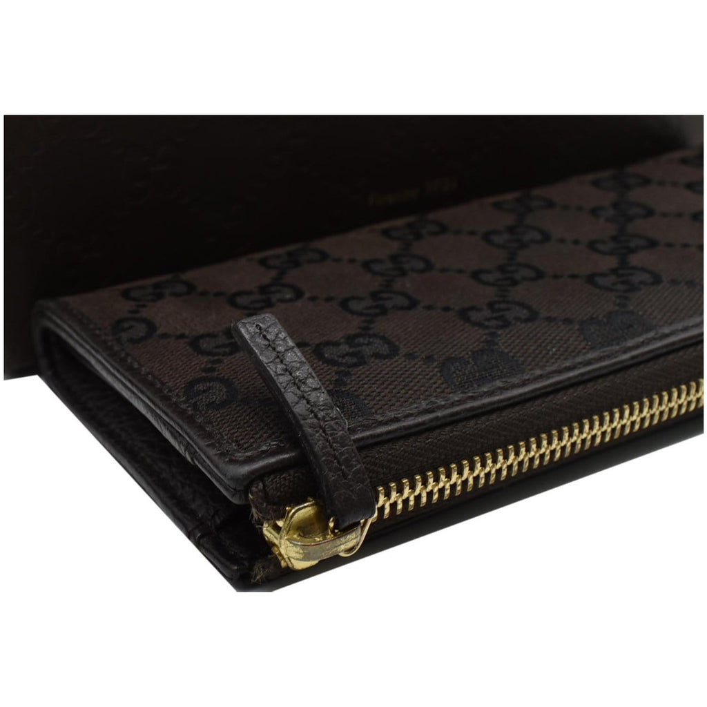 GUCCI Gucci Canvas Zip Around Wallet Brown 268917