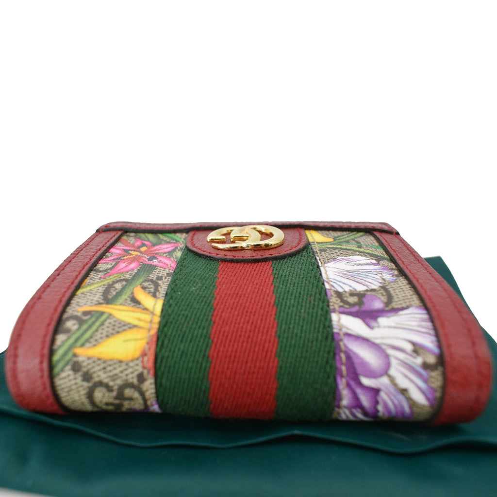 GUCCI Ophidia Flora Gucci Supreme Canvas Card Case Wallet Red 523155 - 10% Off