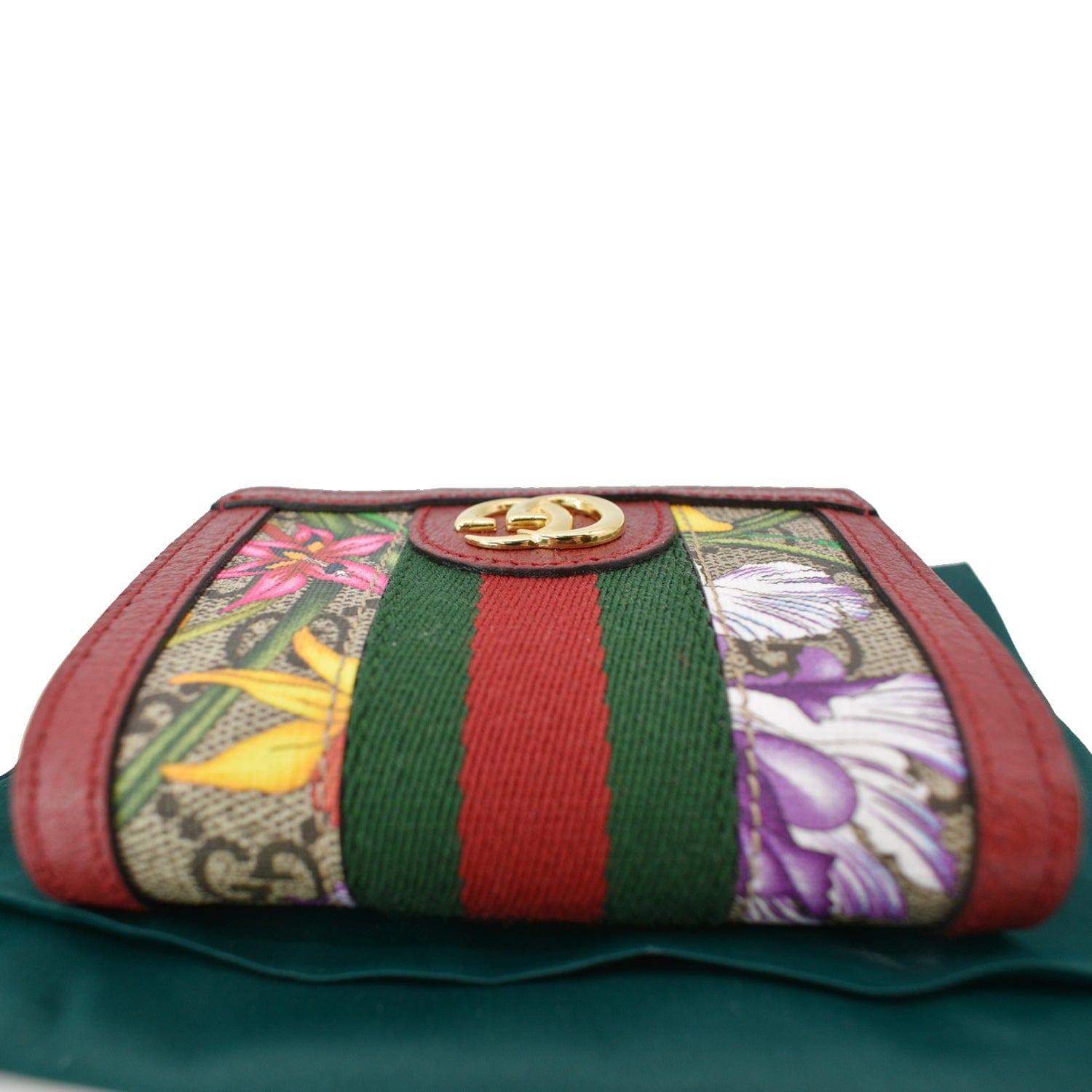GUCCI Ophidia Flora Gucci Supreme Canvas Card Case Wallet Red 523155 - 10% Off