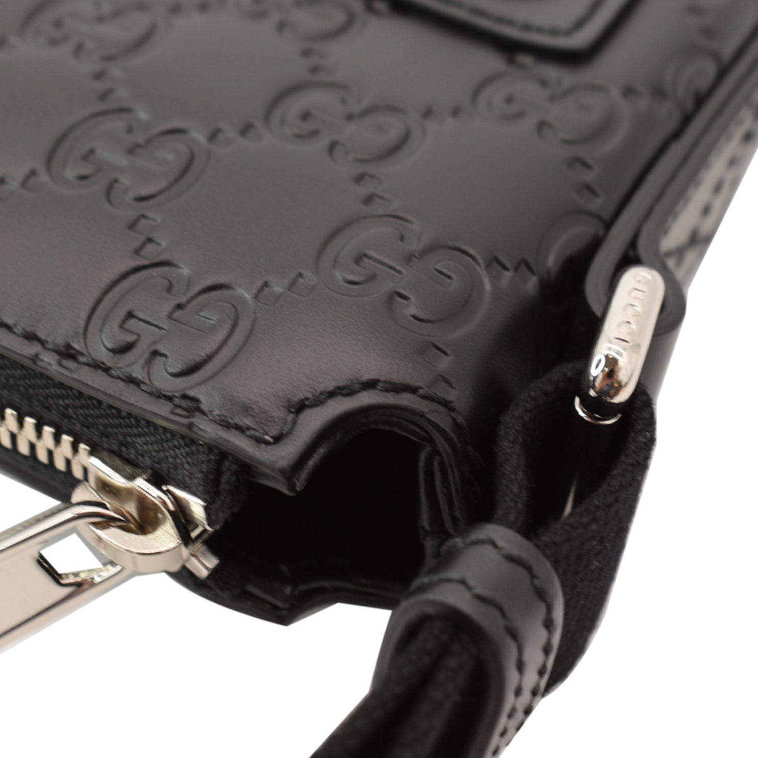 GUCCI Gucci Signature Leather Black Messenger Bag 406410