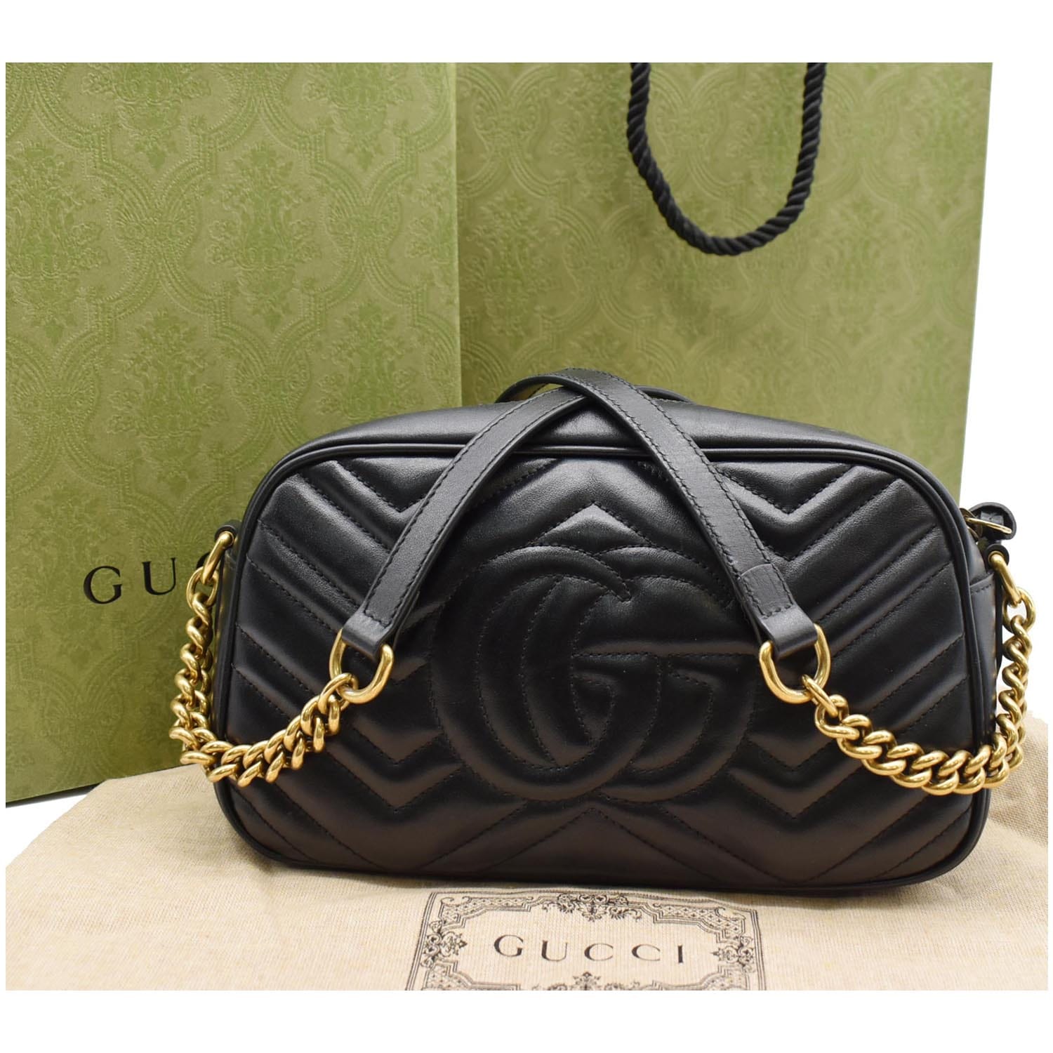 GUCCI Gucci Marmont Matelasse Small Leather Crossbody Bag Black