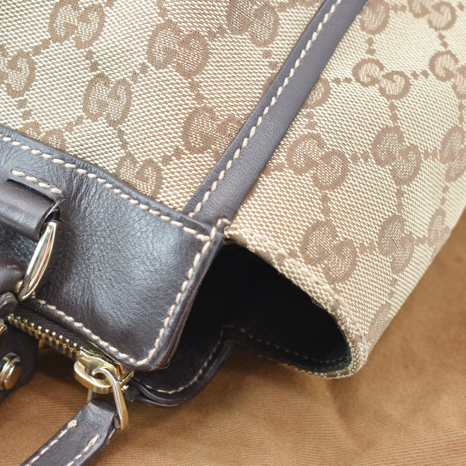 GUCCI D Ring Gucci Canvas Tote Bag Beige 189831