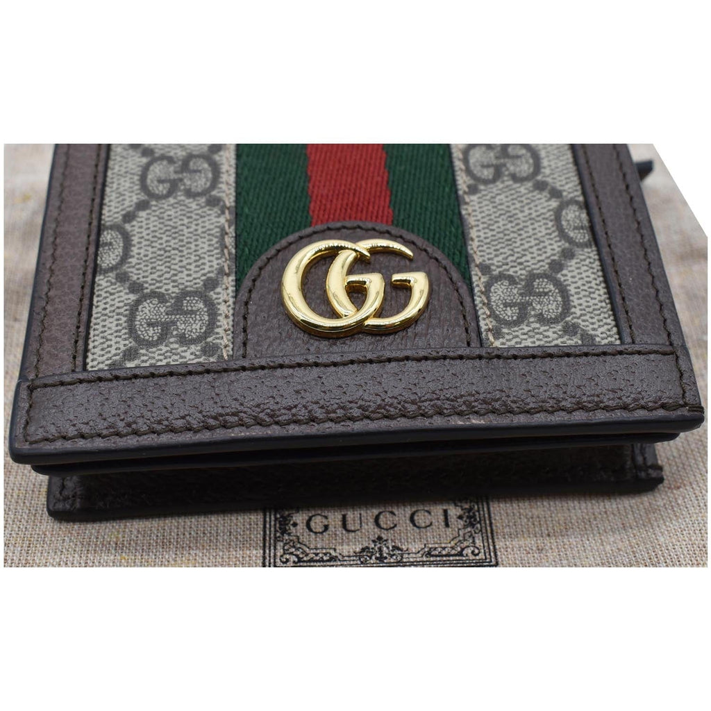 GUCCI Ophidia Gucci Card Case Wallet Beige