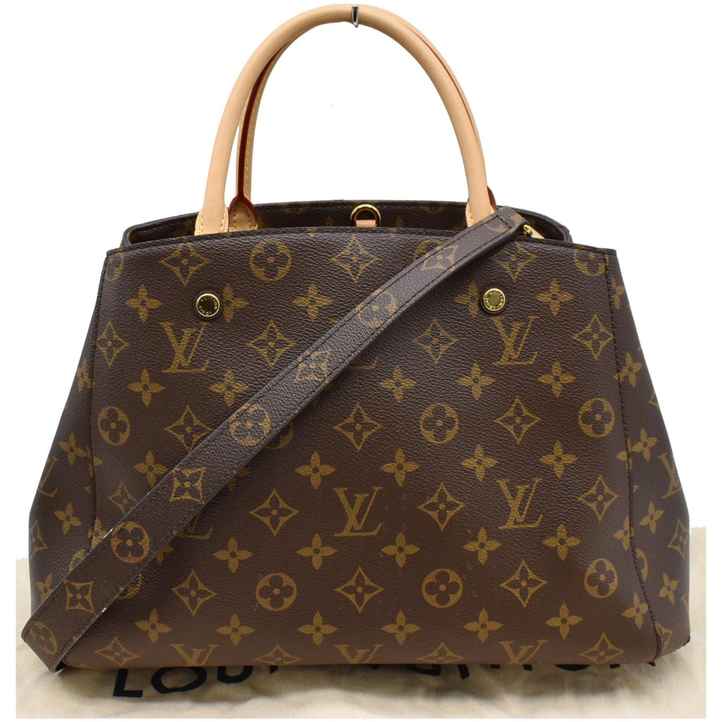 LOUIS VUITTON Montaigne MM Monogram Canvas Shoulder Bag Brown
