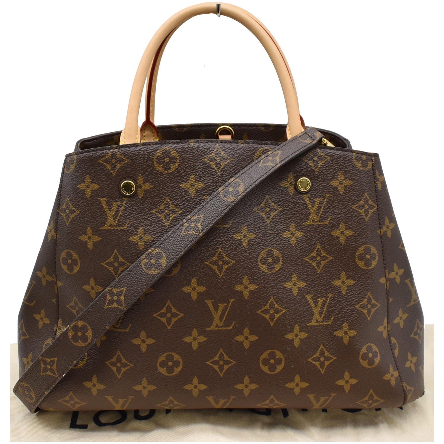 LOUIS VUITTON Montaigne MM Monogram Canvas Shoulder Bag Brown