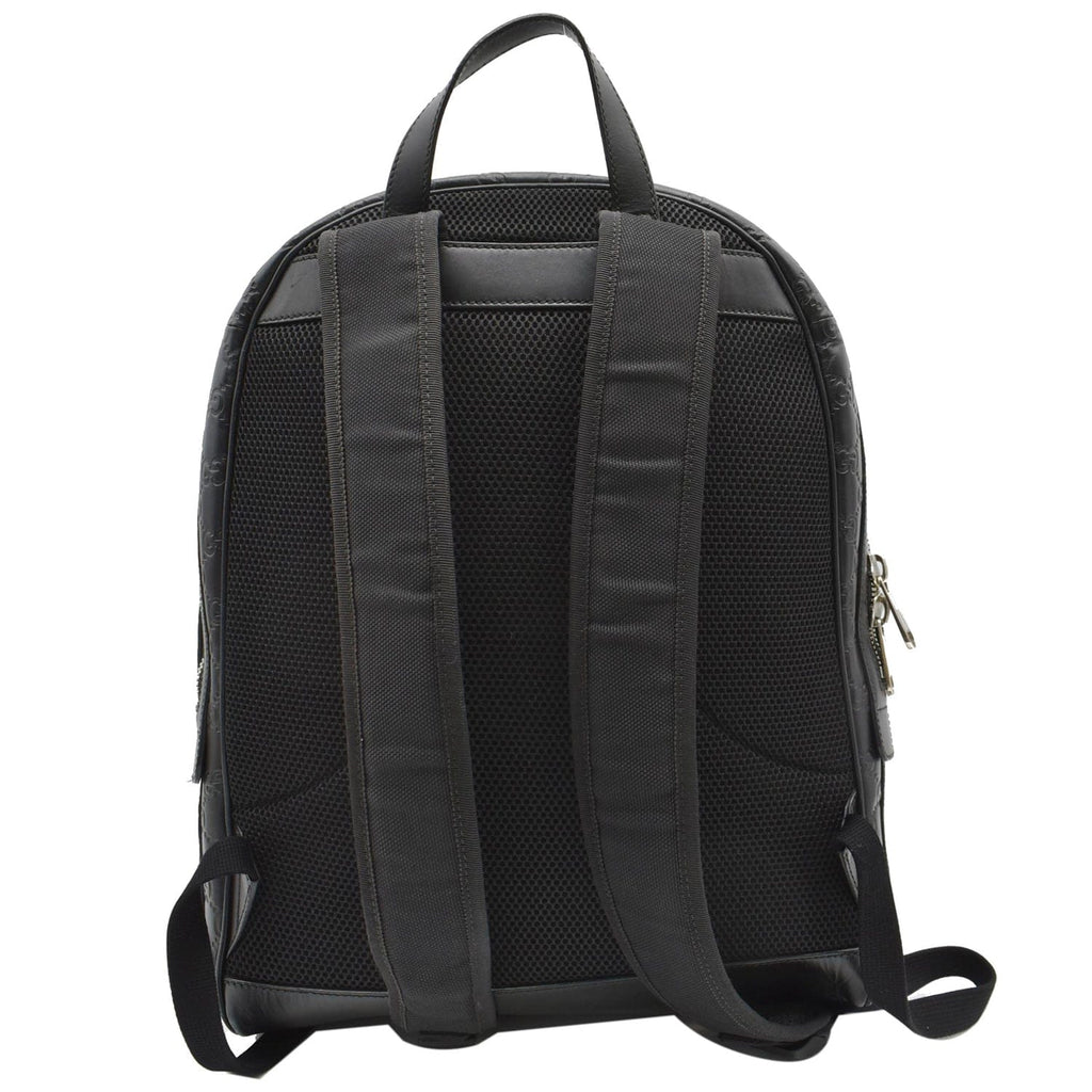 GUCCI Gucci Signature Leather Backpack Bag Black 406370