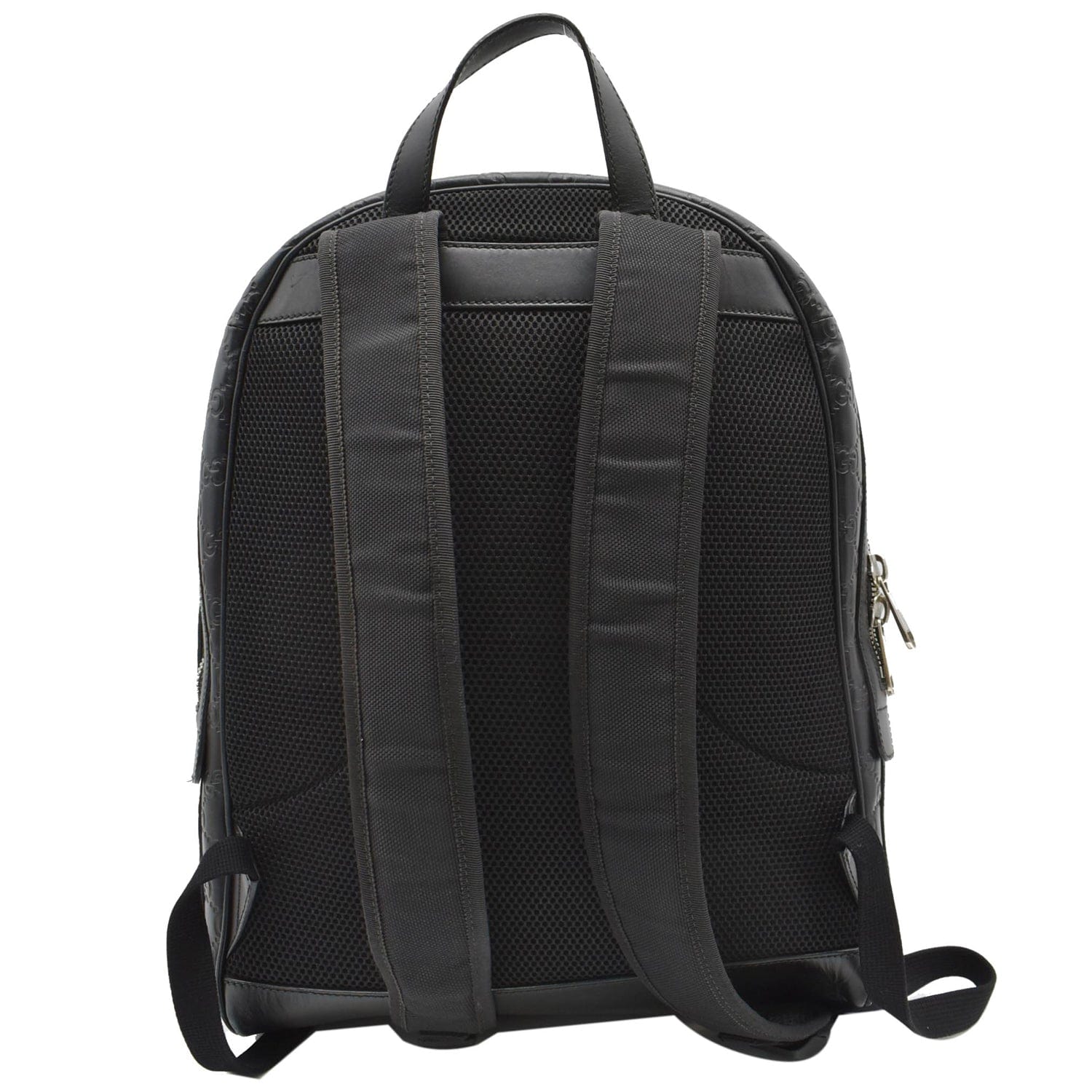 GUCCI Gucci Signature Leather Backpack Bag Black 406370