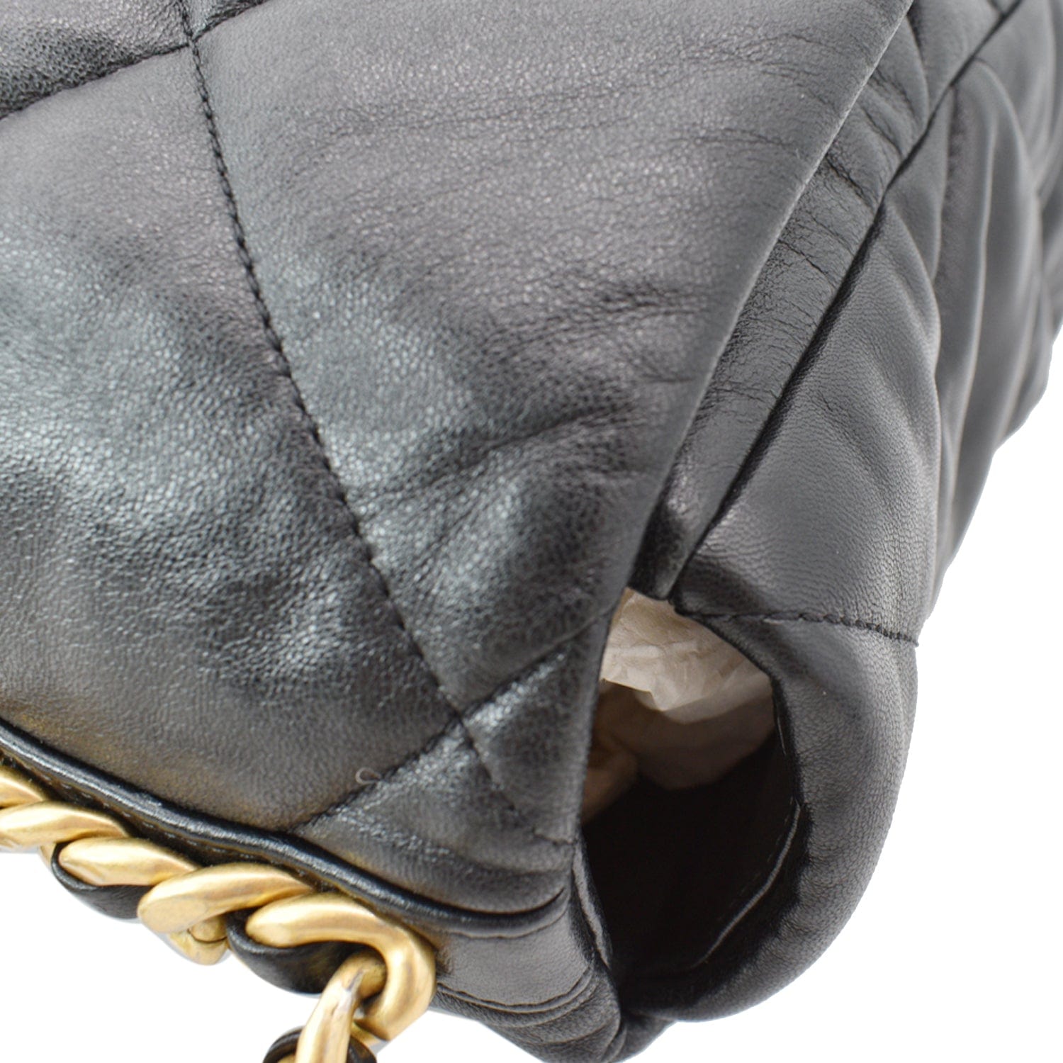 Chanel 19 Large Flap Quilted  Leather Shoulder Bag Black