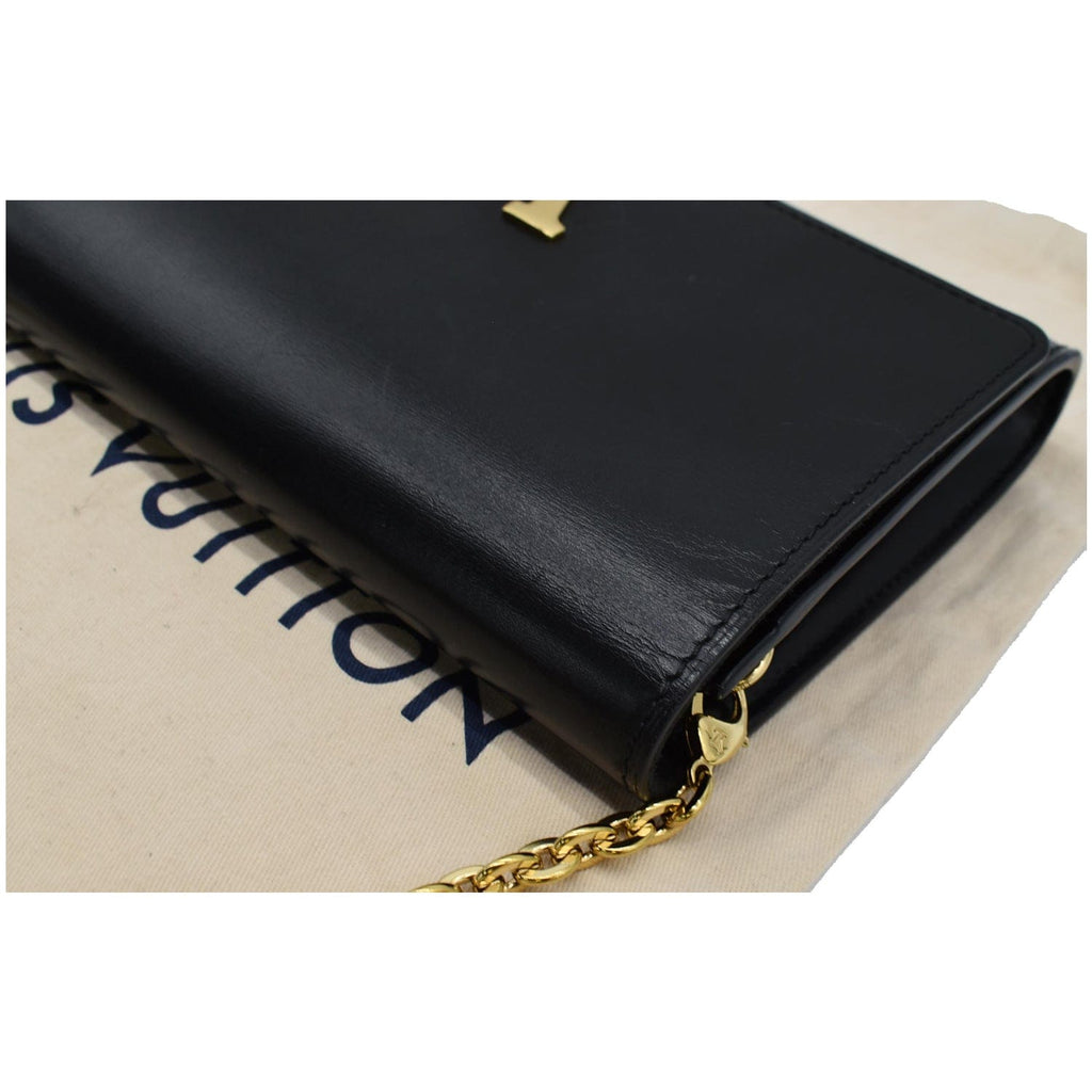 LOUIS VUITTON Chain Louise GM  Leather Shoulder Bag Black