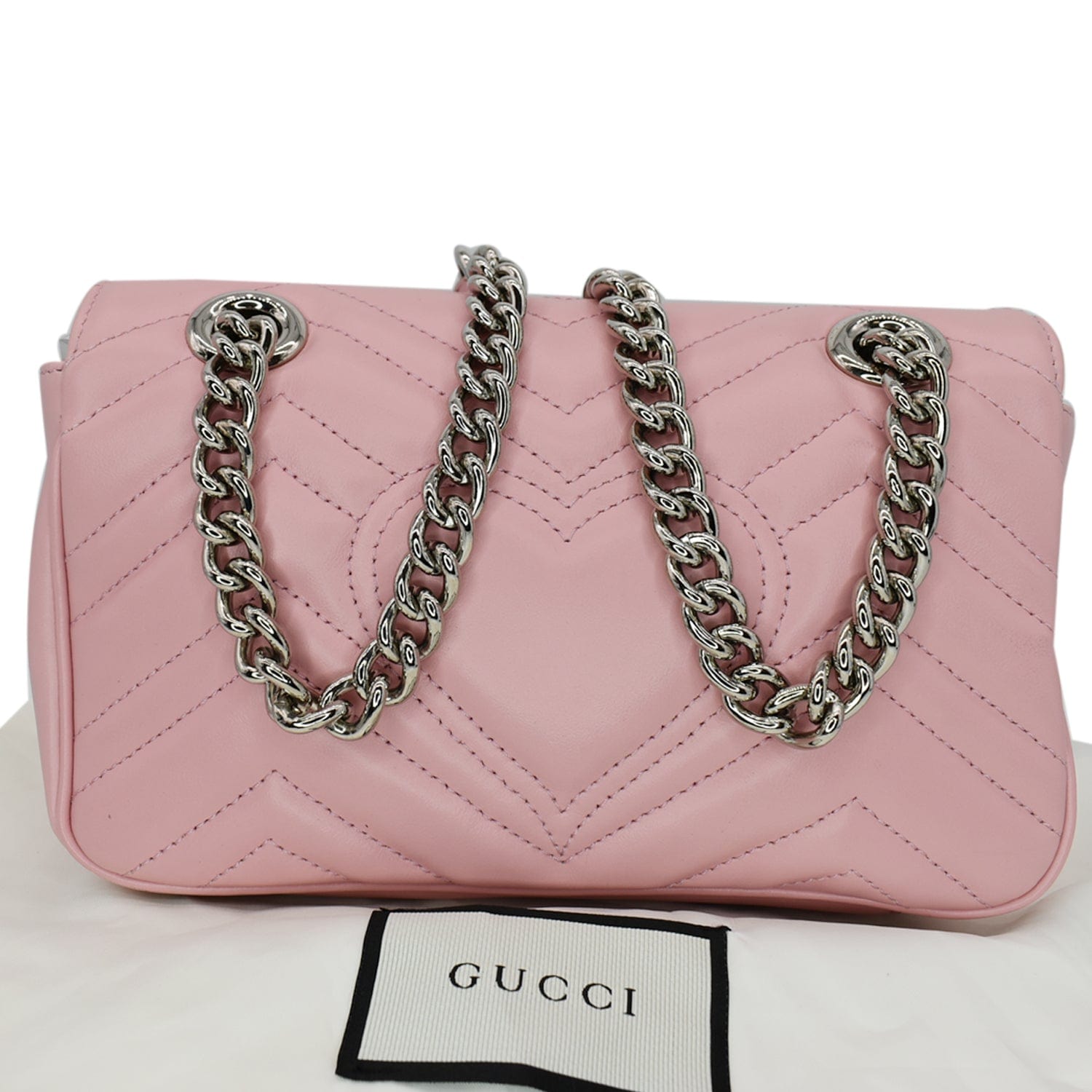 GUCCI Gucci Marmont Mini MatelassÃ© Leather Shoulder Crossbody Bag Pastel Pink 446744