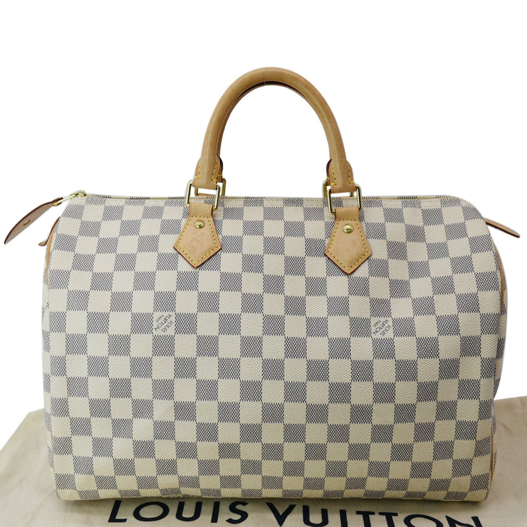 LOUIS VUITTON Speedy 35 Damier Azur Satchel Bag White
