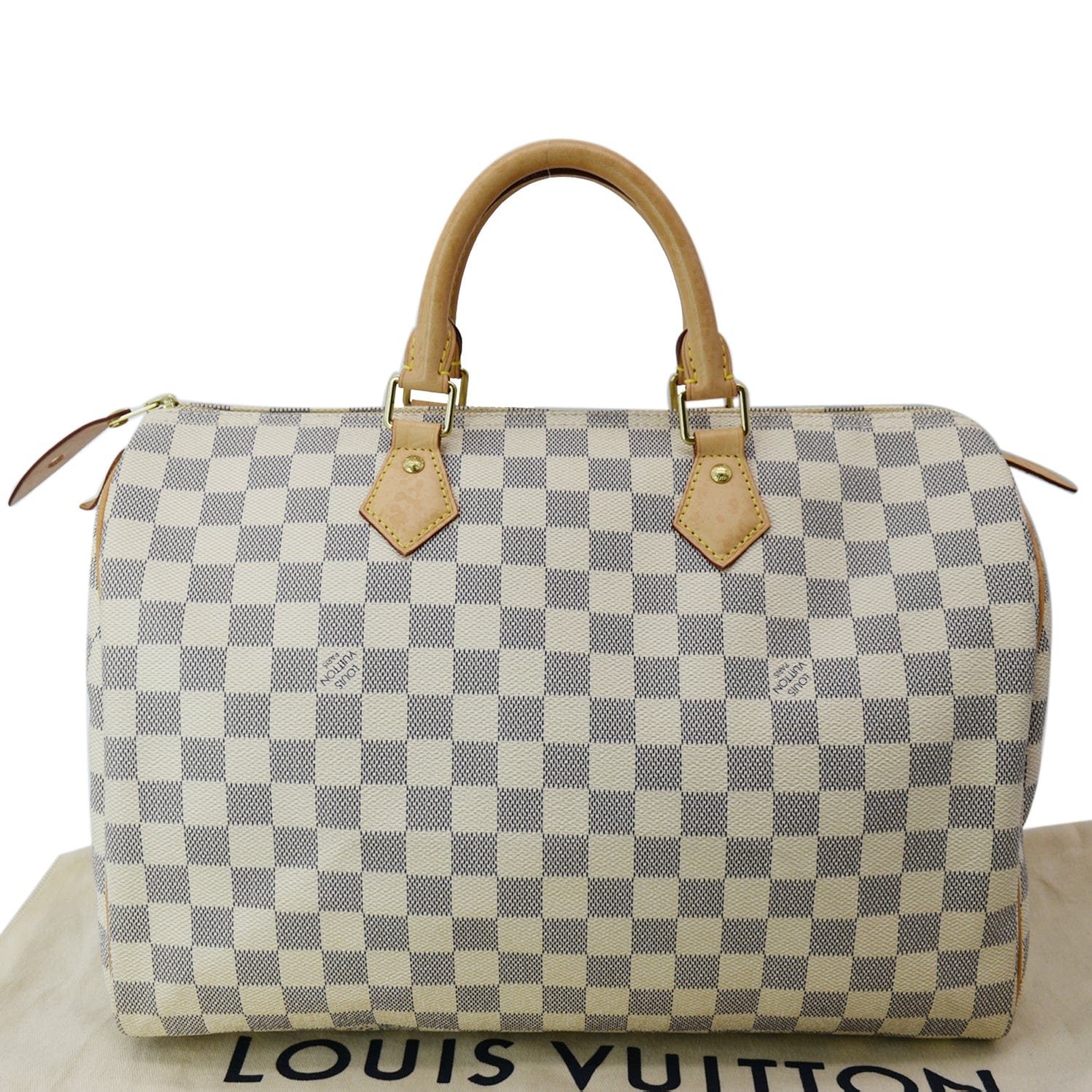 LOUIS VUITTON Speedy 35 Damier Azur Satchel Bag White