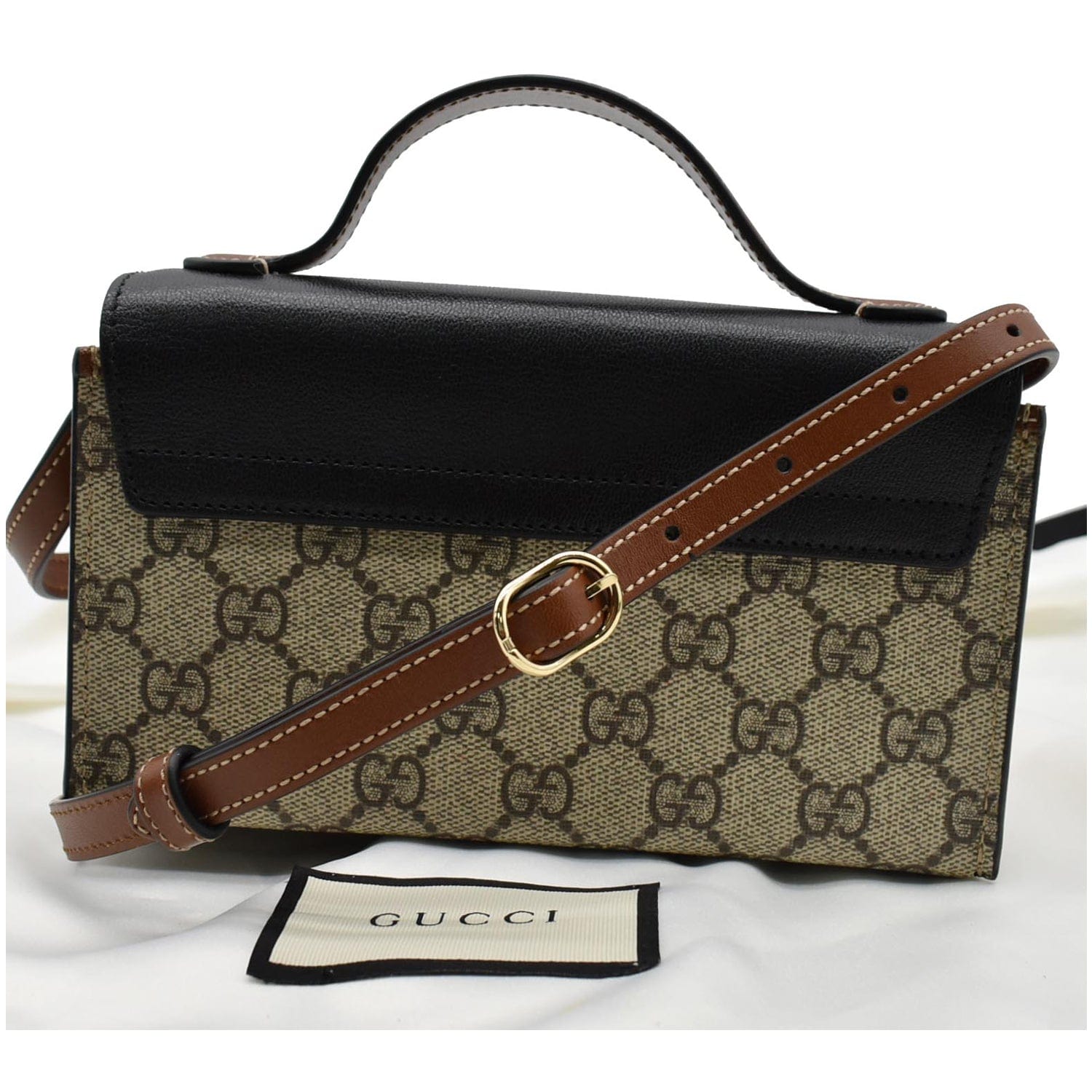GUCCI Padlock Mini Gucci Supreme Canvas Top Handle Crossbody Bag Beige 652683