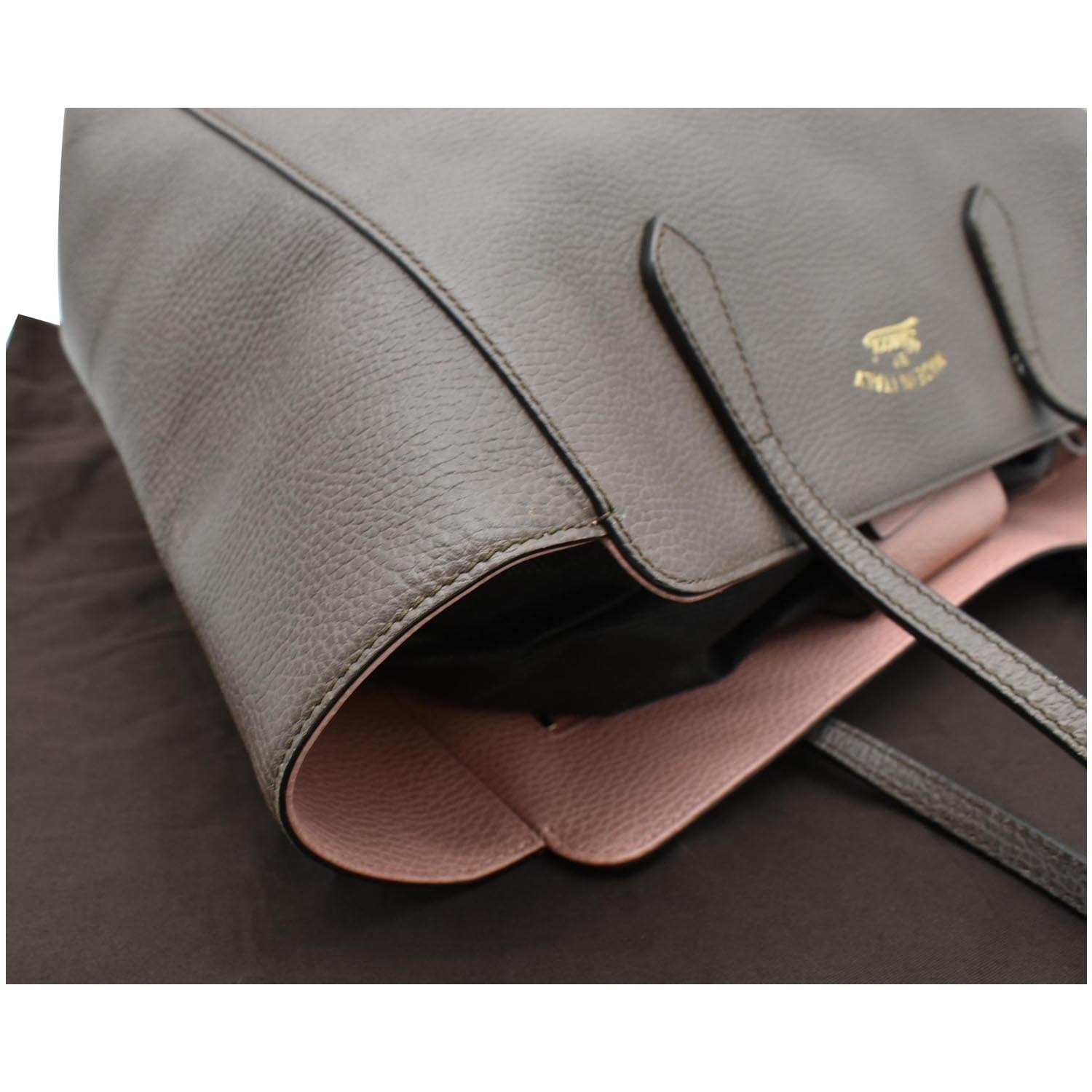 GUCCI Swing Pebbled  Leather Tote Bag Taupe 354397