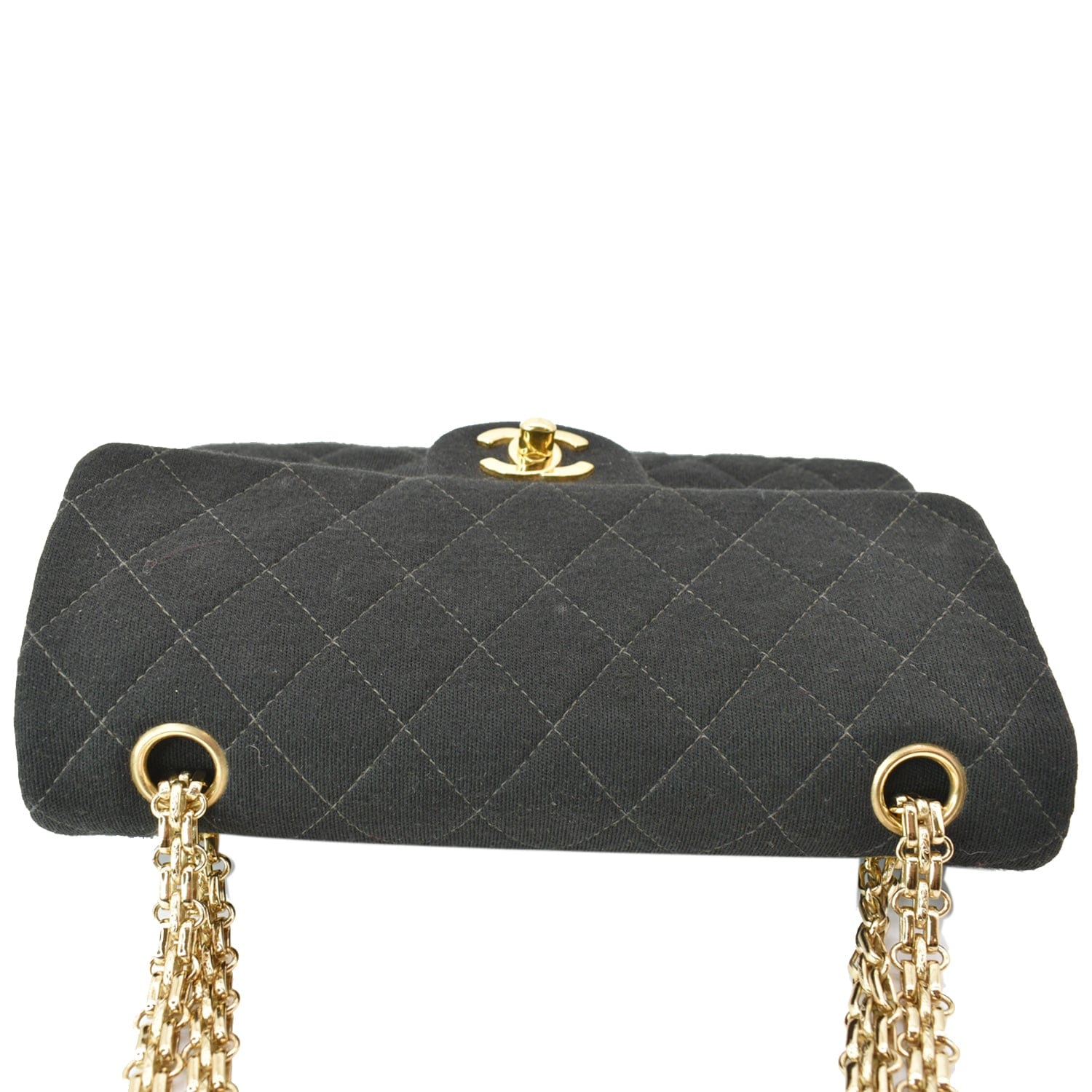 Chanel Classic Flap Jersey Fabric Shoulder Bag Black