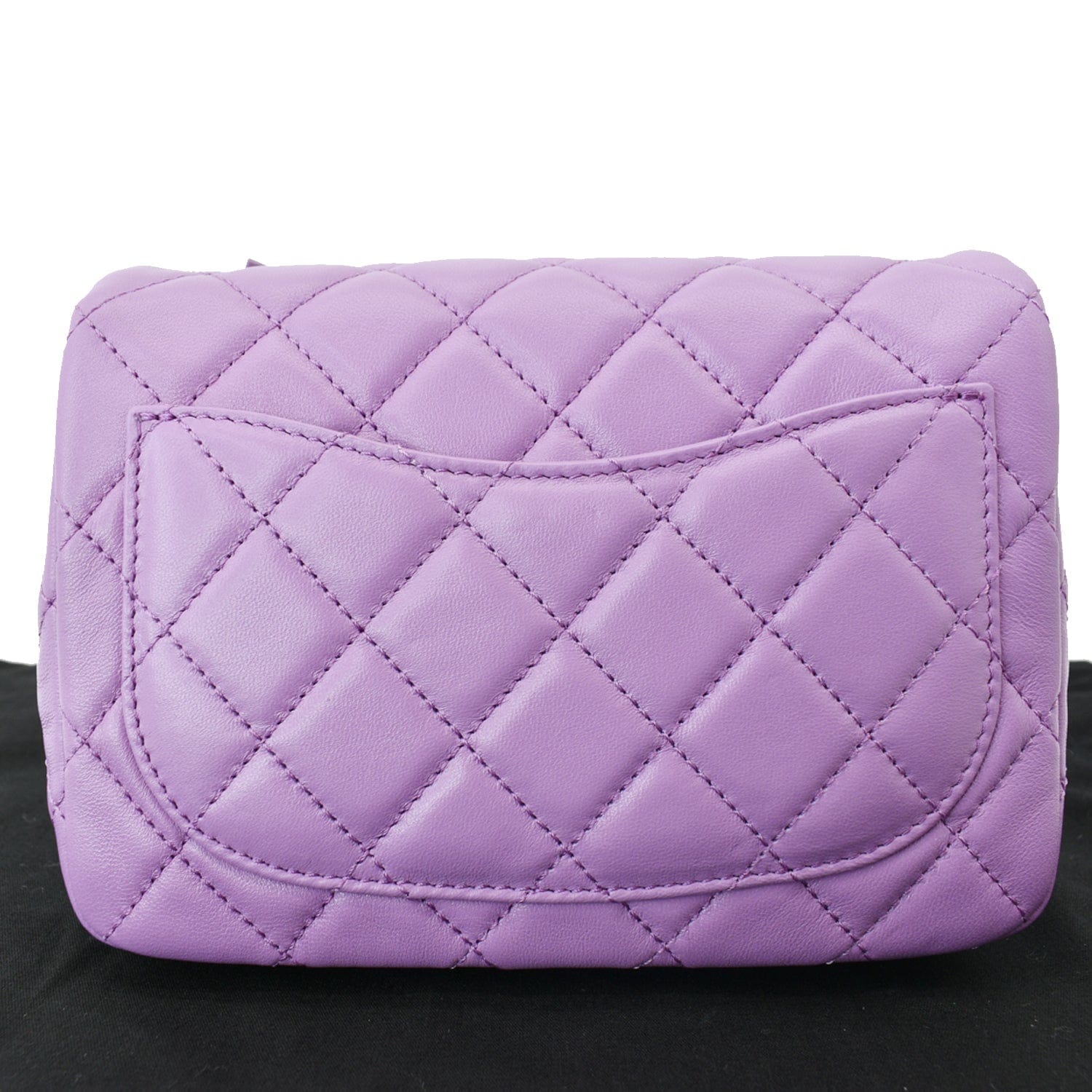 Chanel 22S Mini Pearl Crush Square Flap Leather Crossbody Bag Purple