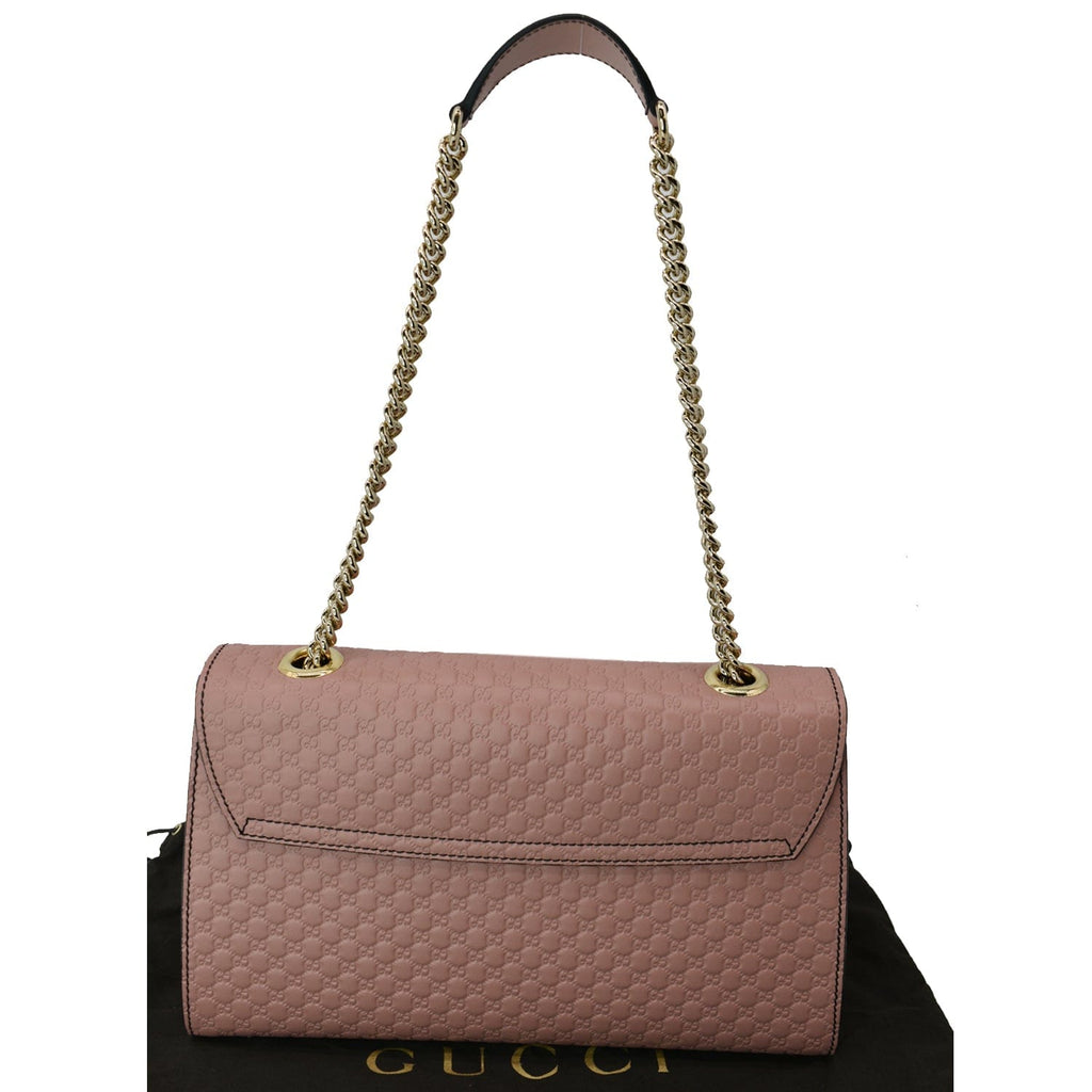 GUCCI Emily Medium Gucci Guccissima Leather Chain Shoulder Bag Light Pink 449635