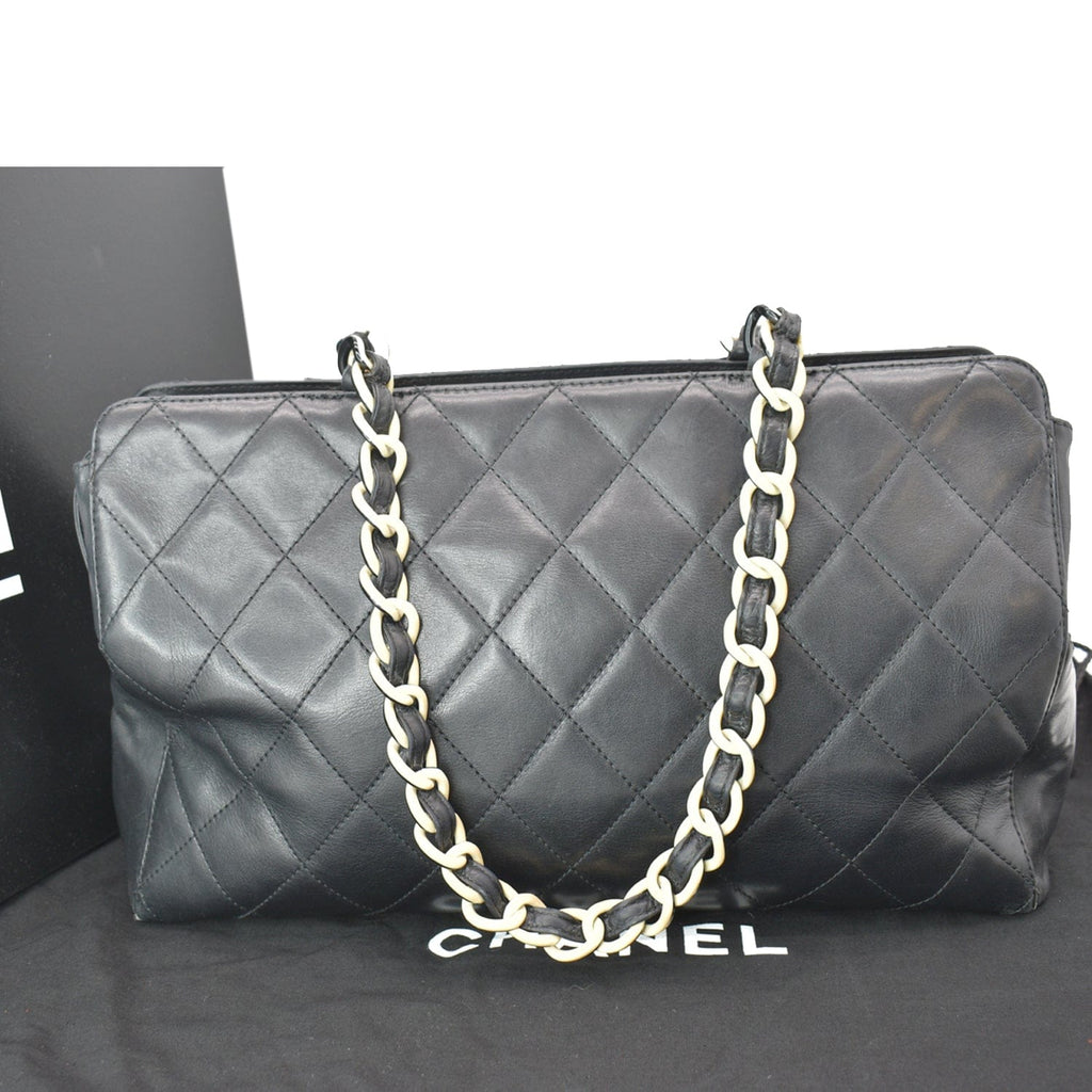 Chanel  Bekko  Leather Chain Tote Bag Black