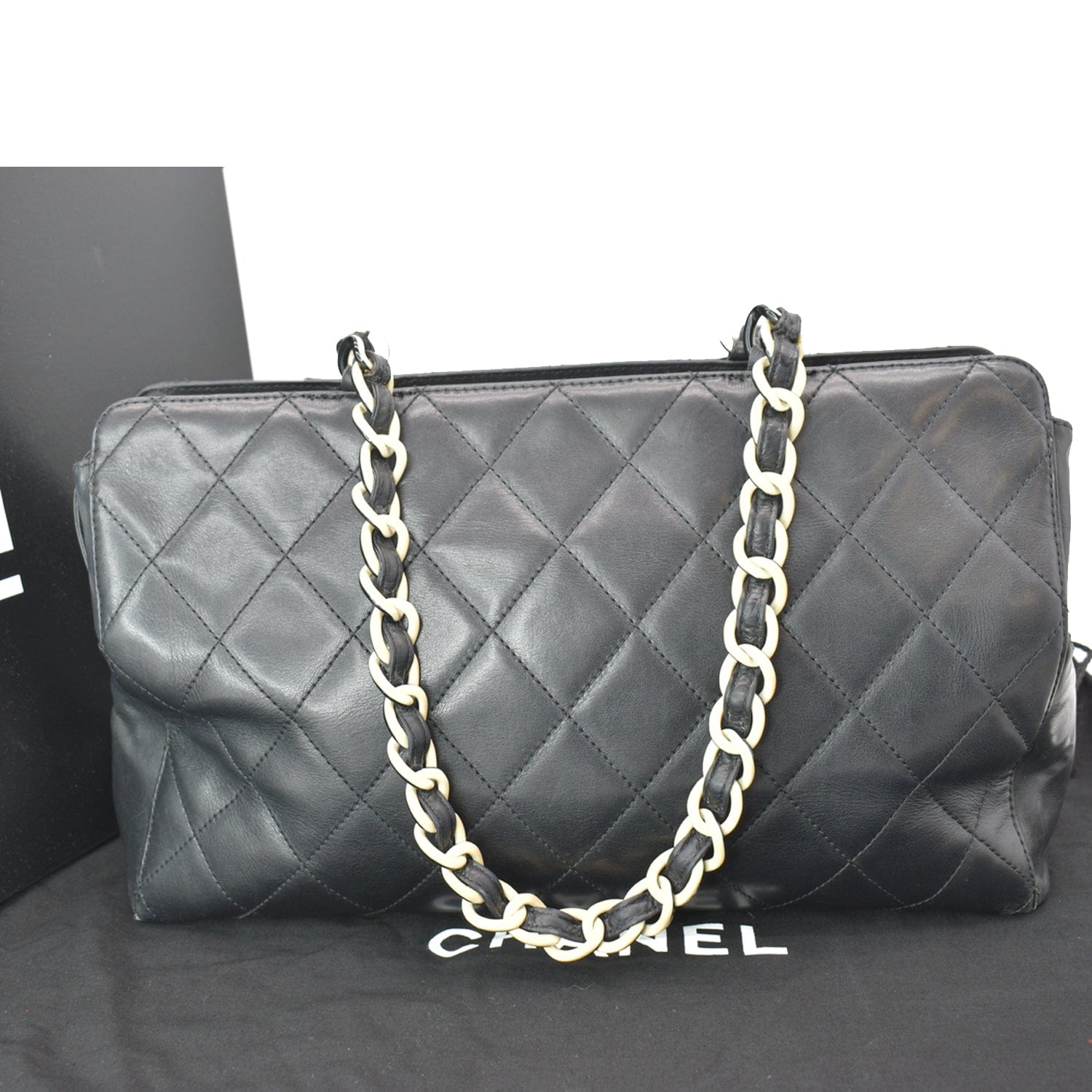 Chanel  Bekko  Leather Chain Tote Bag Black