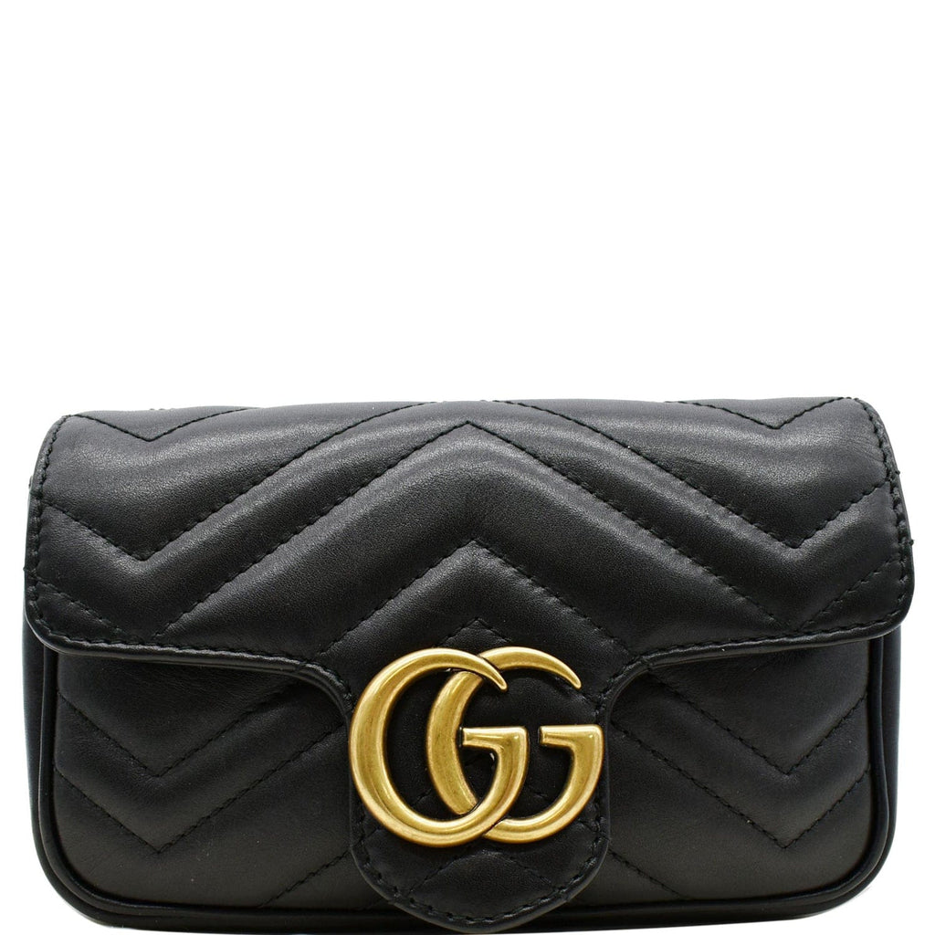 GUCCI Gucci Marmont Matelasse Leather Super Mini Crossbody Bag Black