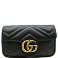 GUCCI Gucci Marmont Matelasse Leather Super Mini Crossbody Bag Black