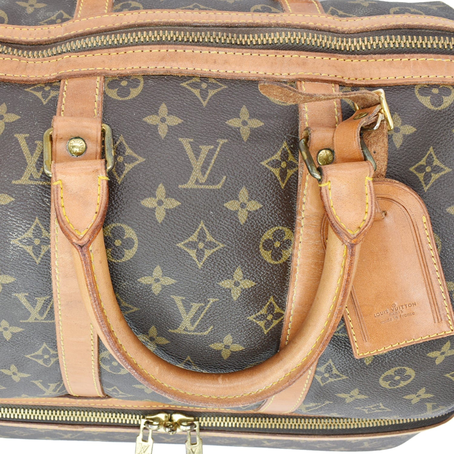 LOUIS VUITTON  Sac Sport Monogram Canvas Boston Travel Bag Brown