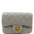Chanel CC Pearl Crush Mini Flap Quilted  Leather Shoulder Bag Light Grey
