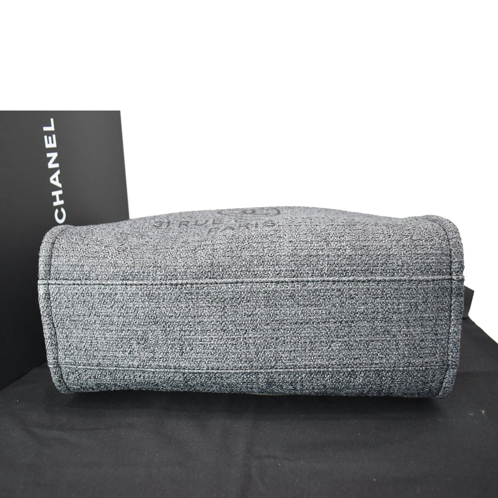 Chanel Deauville Small Lurex Boucle Canvas Tote Bag Grey