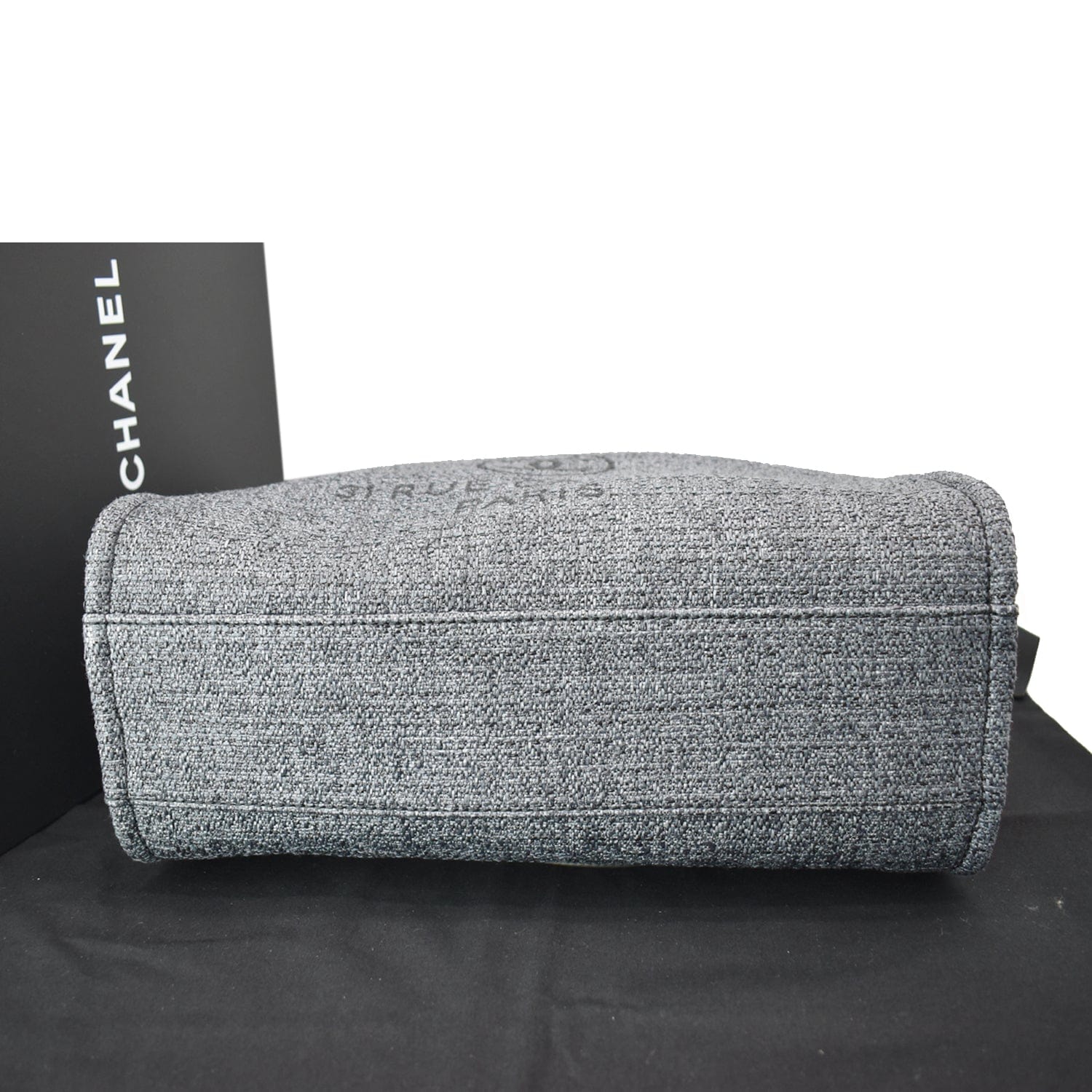 Chanel Deauville Small Lurex Boucle Canvas Tote Bag Grey