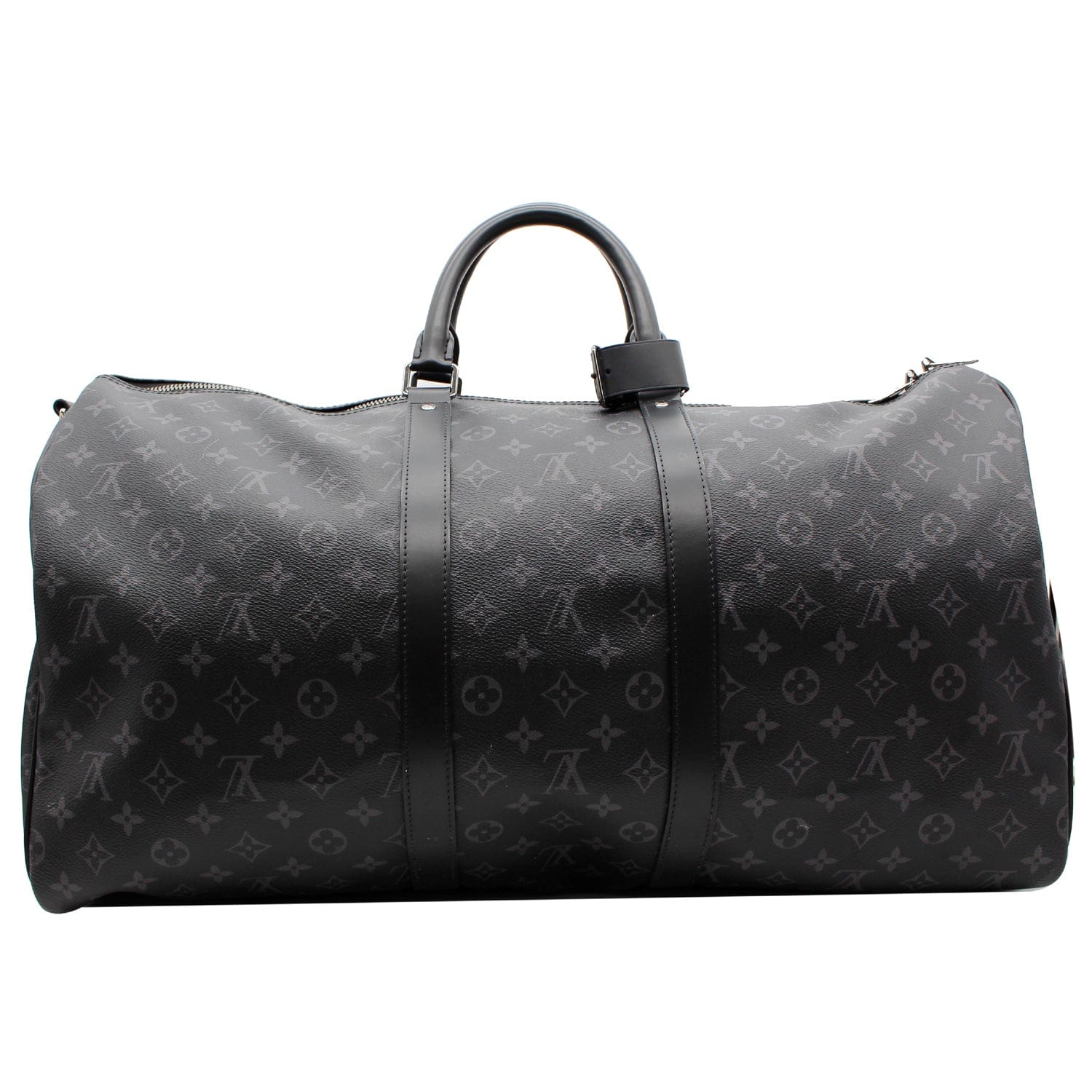 LOUIS VUITTON Keepall 55 Bandouliere Monogram Eclipse Travel Bag Black