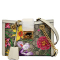 GUCCI Padlock Flora Small Gucci Supreme Canvas Shoulder Bag Beige 498156