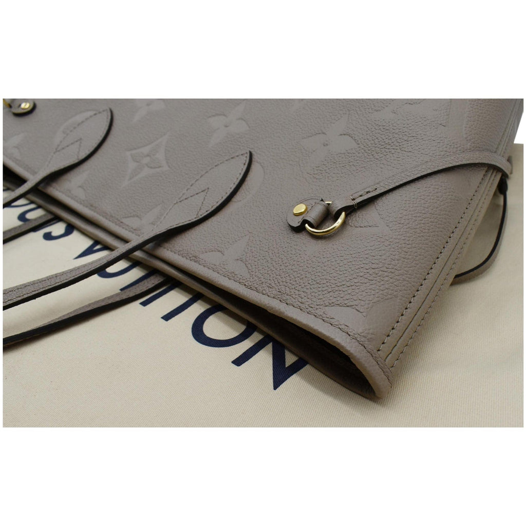 LOUIS VUITTON Neverfull MM Monogram Empreinte Tote Bag Beige