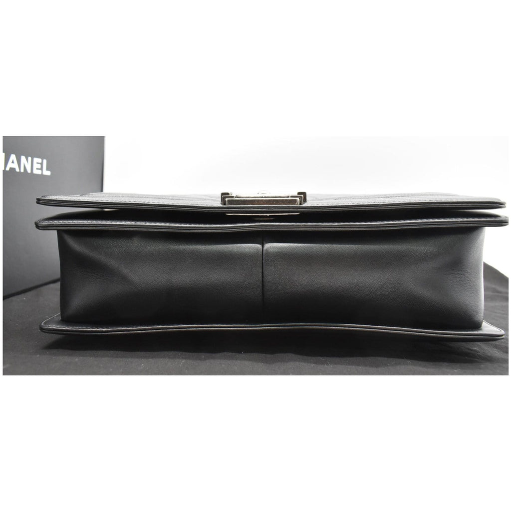 Chanel Large Boy Flap  Quilted Leather Shoulder Bag Black