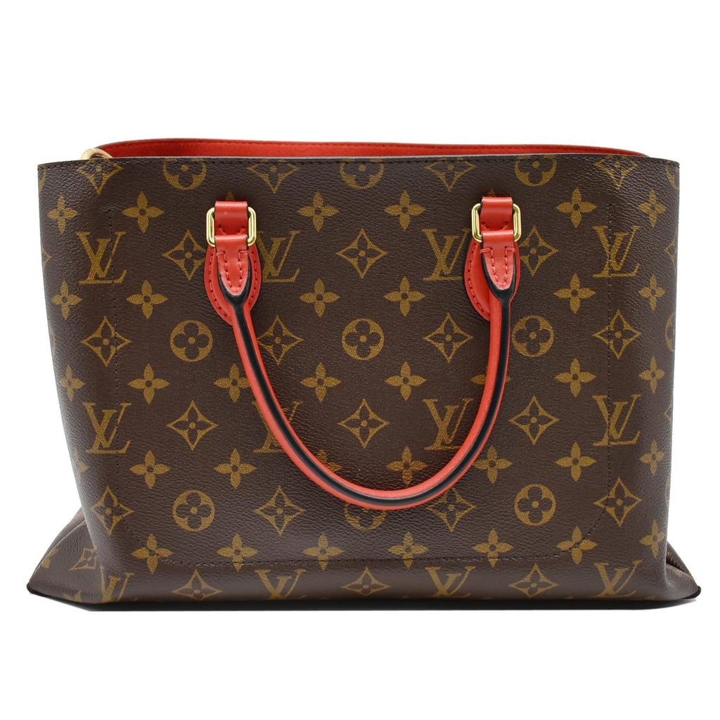 LOUIS VUITTON Flower Monogram Canvas Tote Bag Red