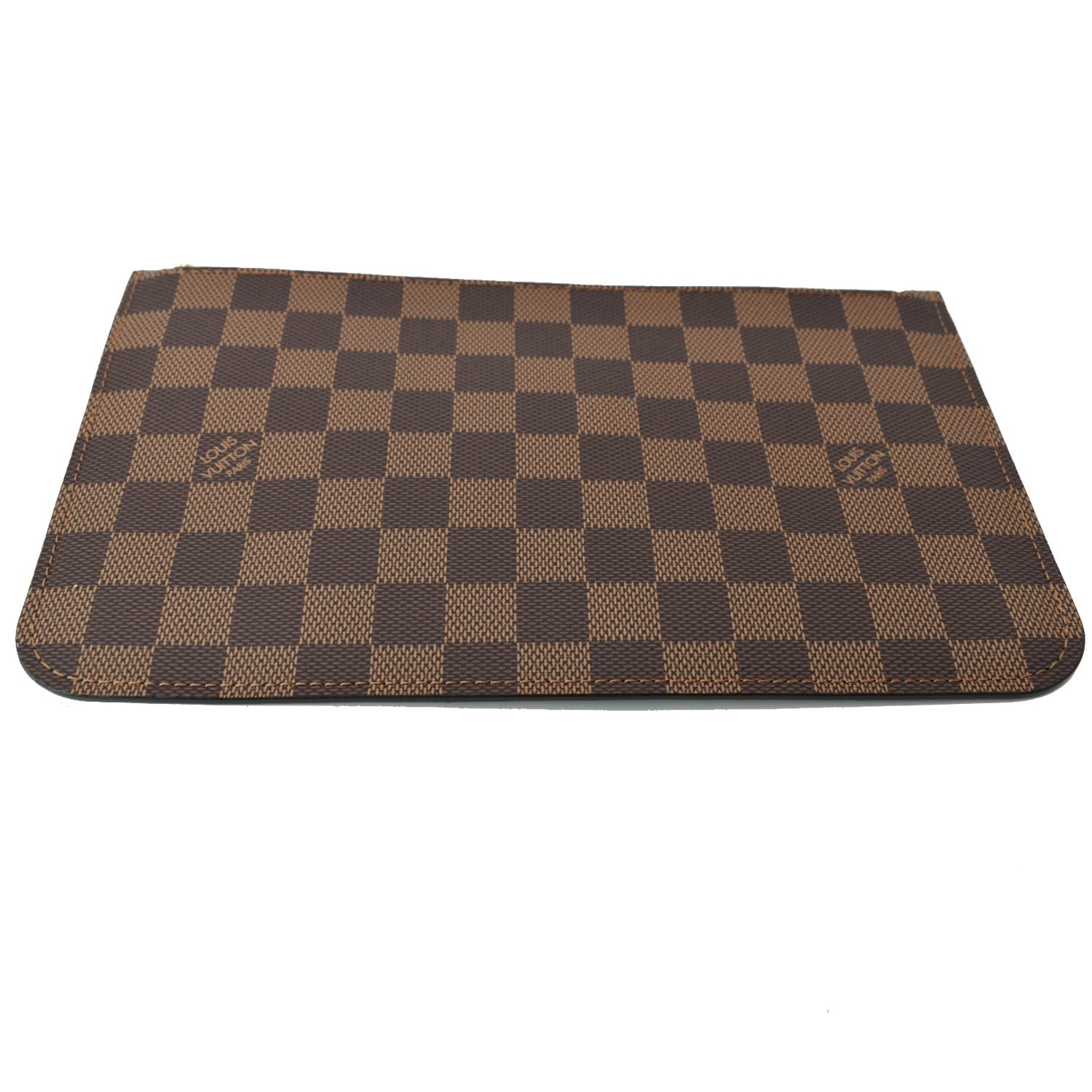 LOUIS VUITTON Neverfull MM Damier Ebene Pochette Wristlet Pouch Brown