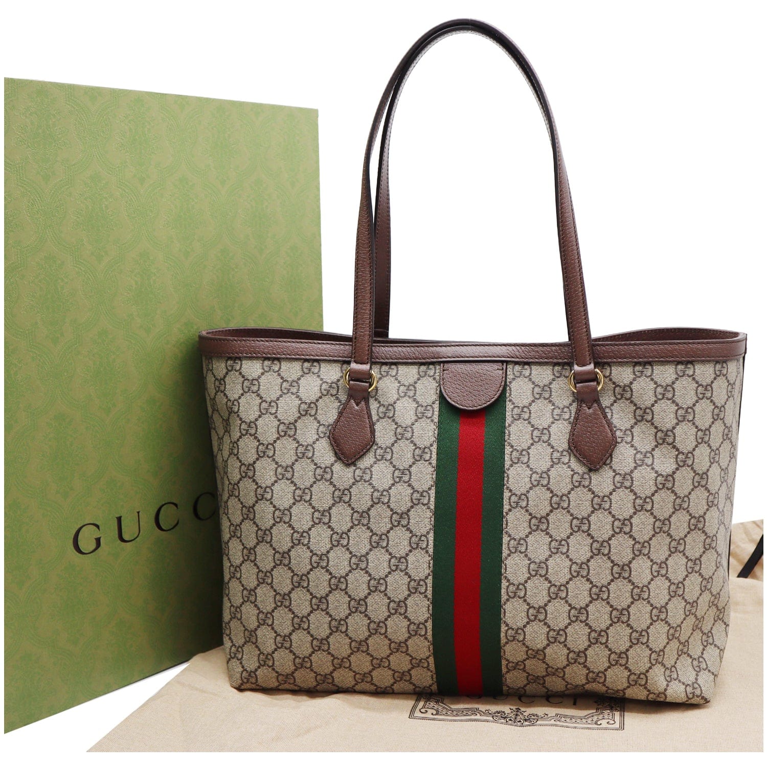 GUCCI Ophidia Medium Gucci Supreme Canvas Tote Bag Beige 631685