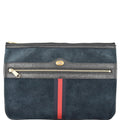 GUCCI Ophidia Gucci Suede Leather Pouch Clutch Bag Navy Blue 517551