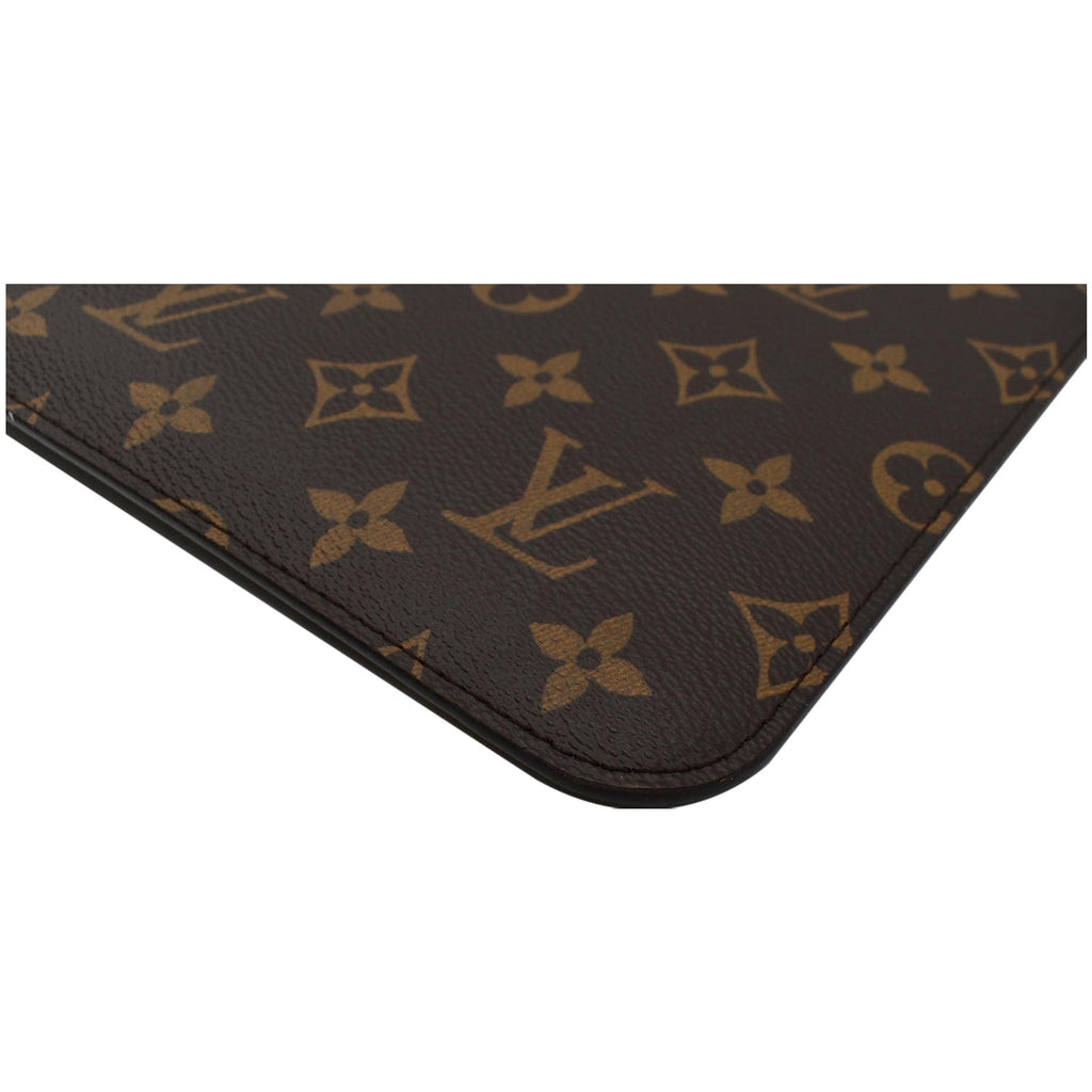 LOUIS VUITTON Neverfull MM Monogram Canvas Pochette Wristlet Pouch Brown