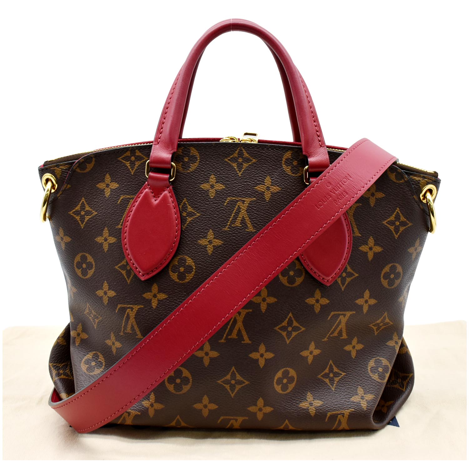 LOUIS VUITTON Flower Zipped PM Monogram Canvas Tote Bag Brown