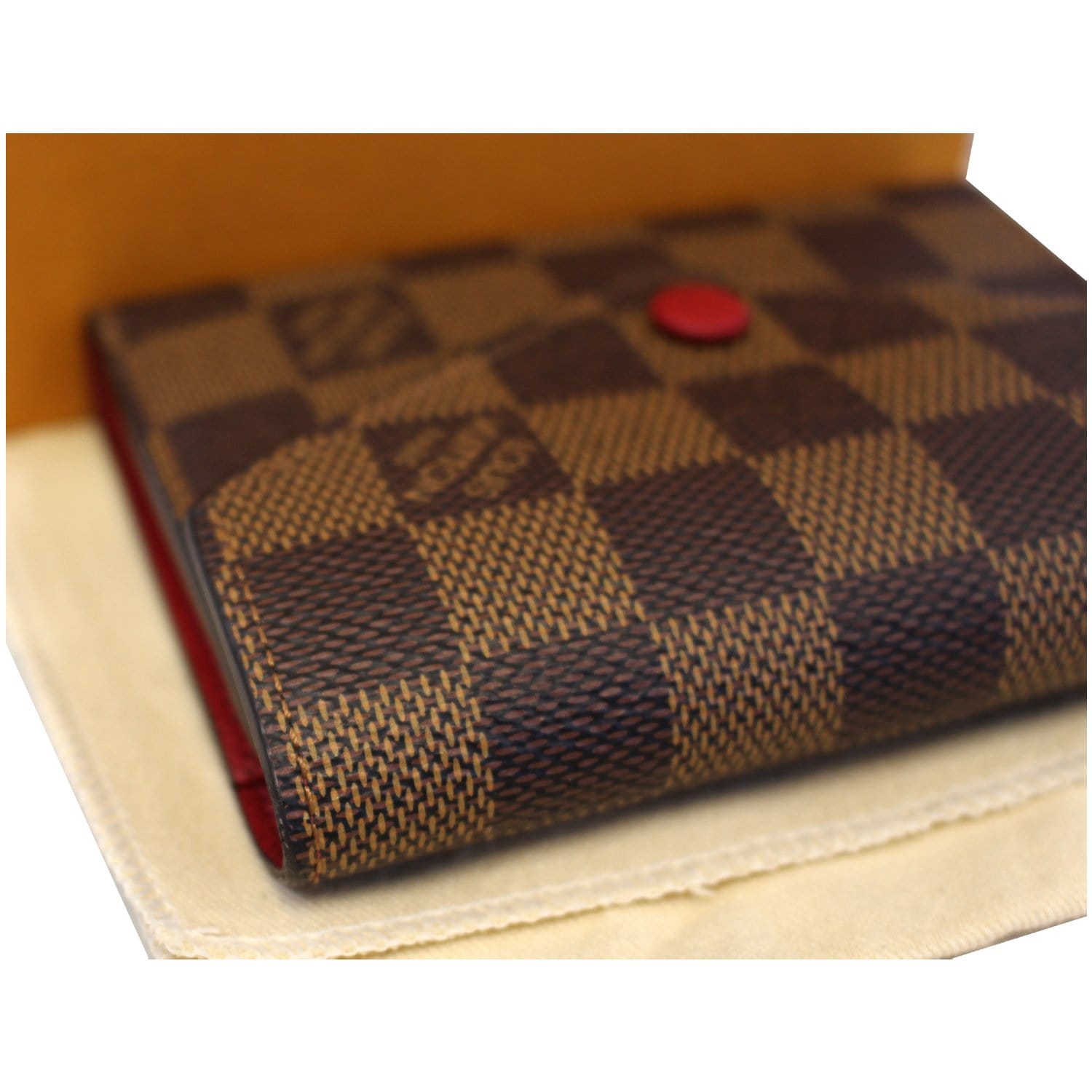 LOUIS VUITTON Victorine Damier Ebene Wallet Red