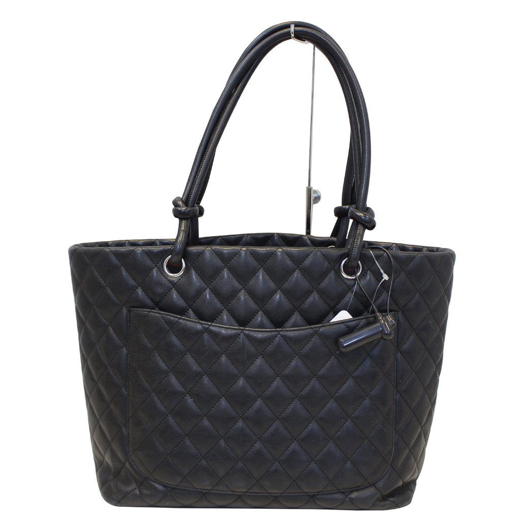 Chanel Cambon  Black CalfSkin Leather Large Tote Bag