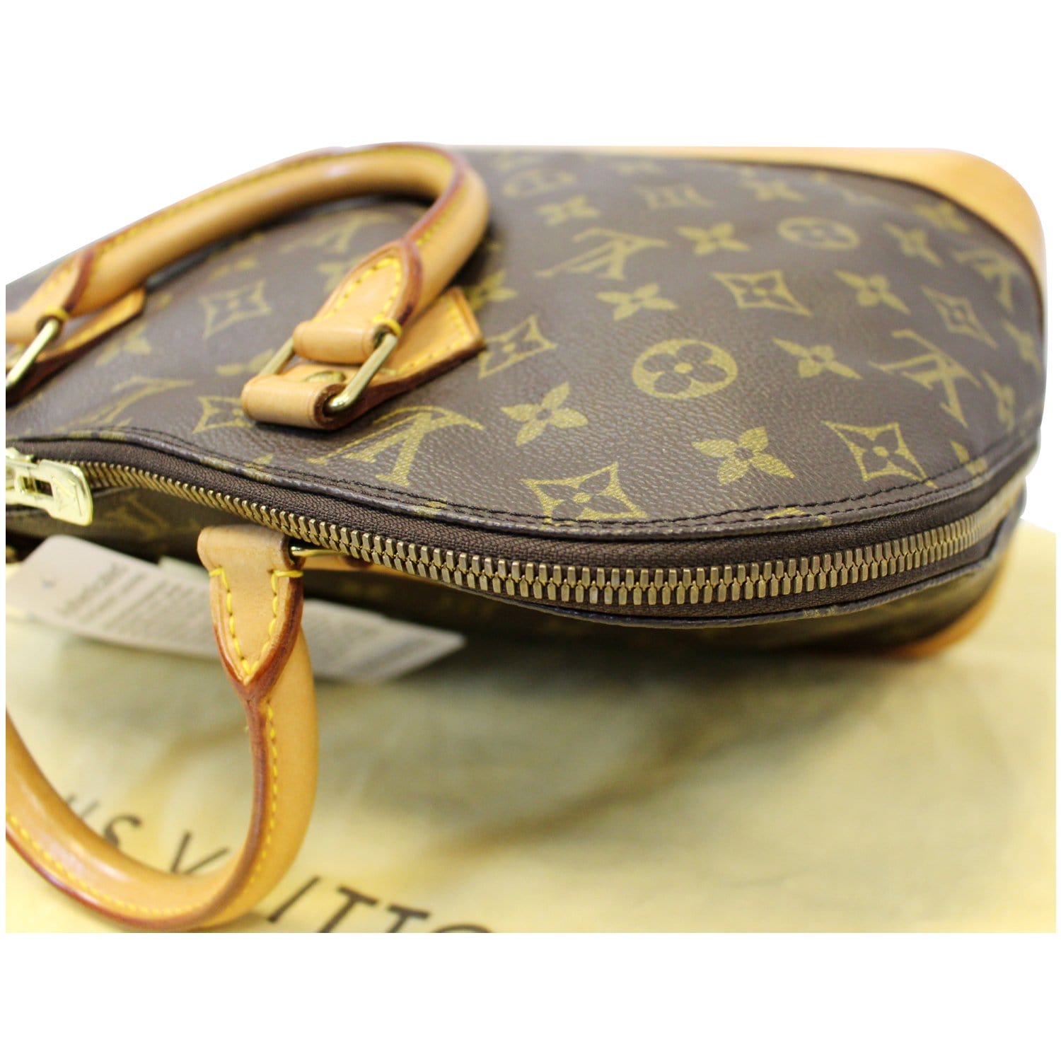 LOUIS VUITTON Alma Monogram Canvas Satchel Bag Brown