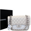 Chanel Classic Jumbo Double Flap Caviar Leather Leather Ivory Shoulder Bag